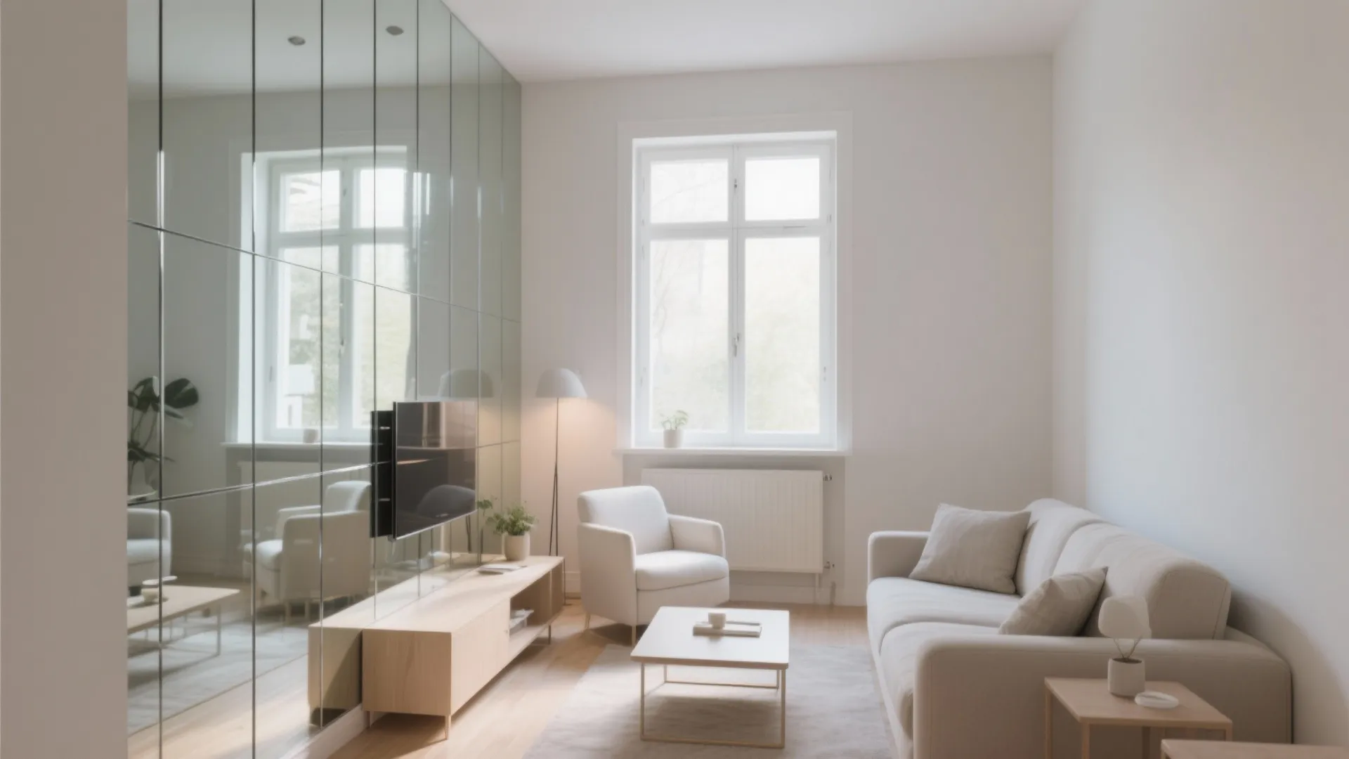 Mirror Wall for Brightness and Space