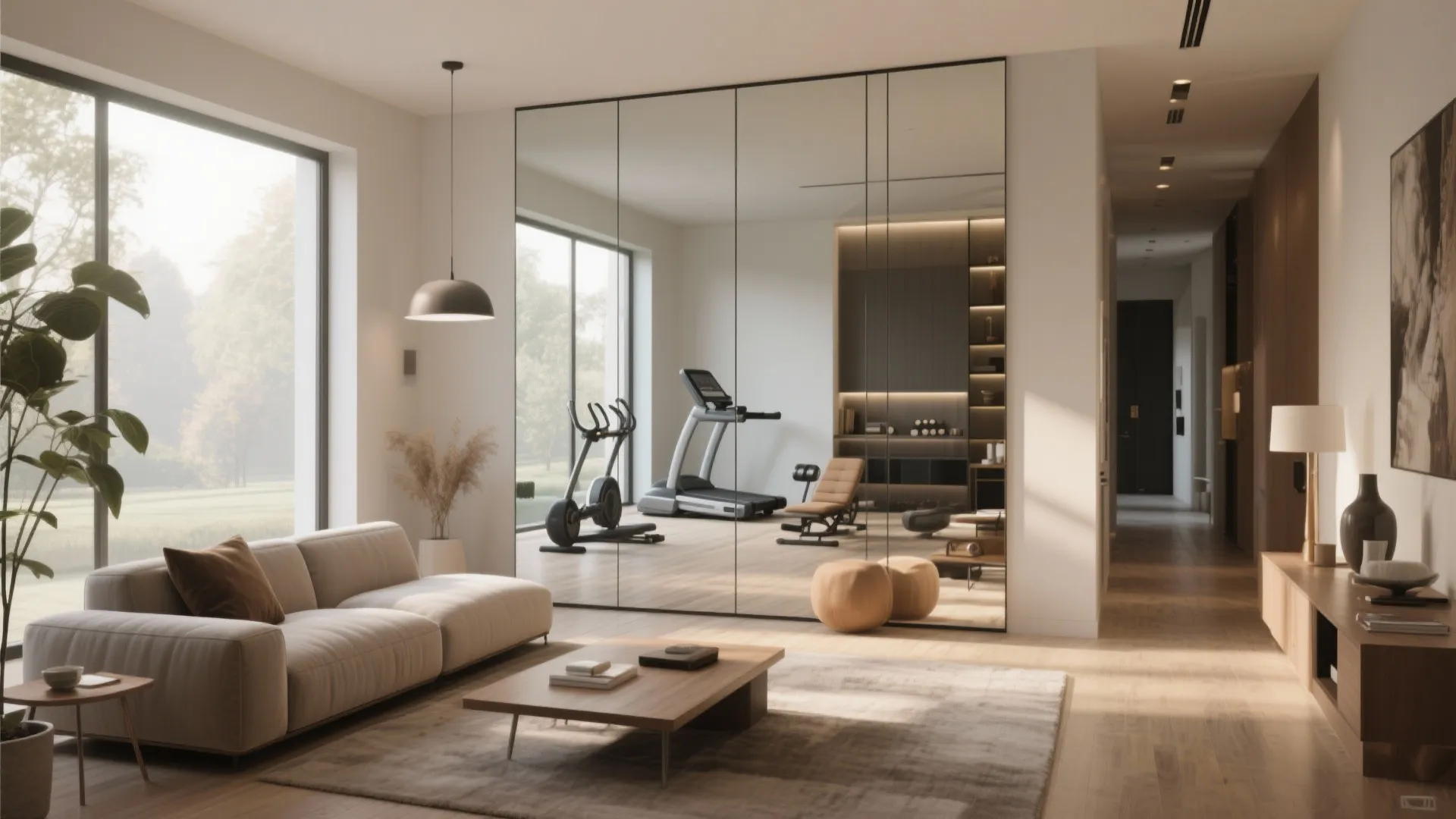 2. Mirror Wall for Form and Space Illusion