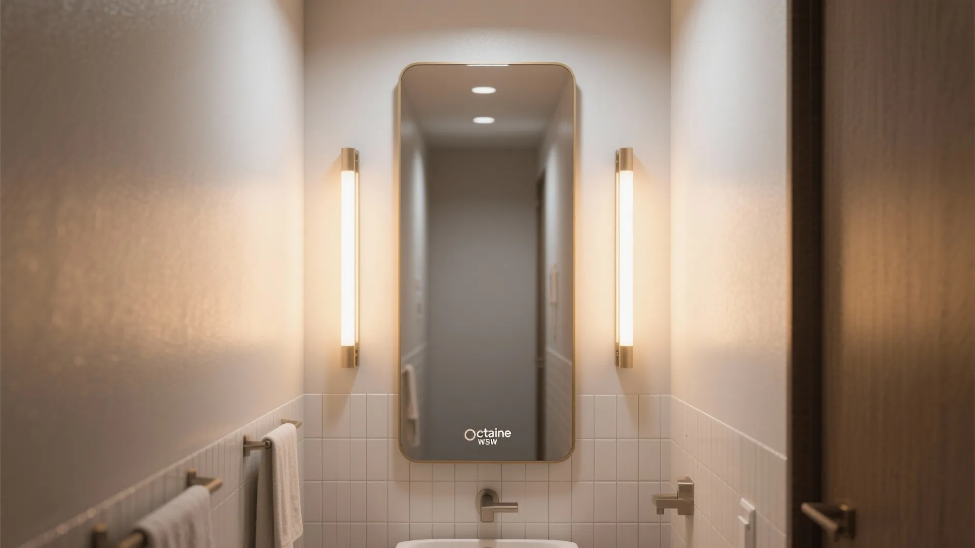 3. Mirror-mounted wall lights for illusion of depth