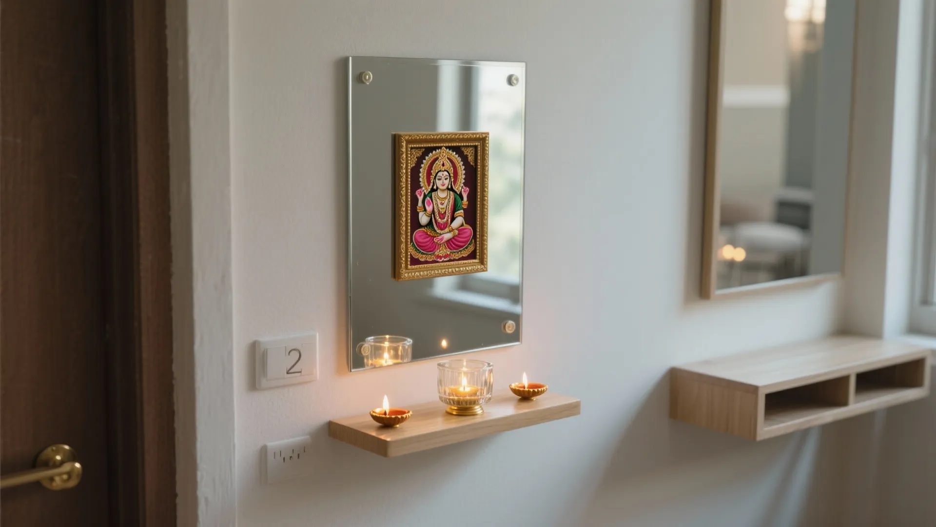 Compact Wall Shrine with Mirror Backing