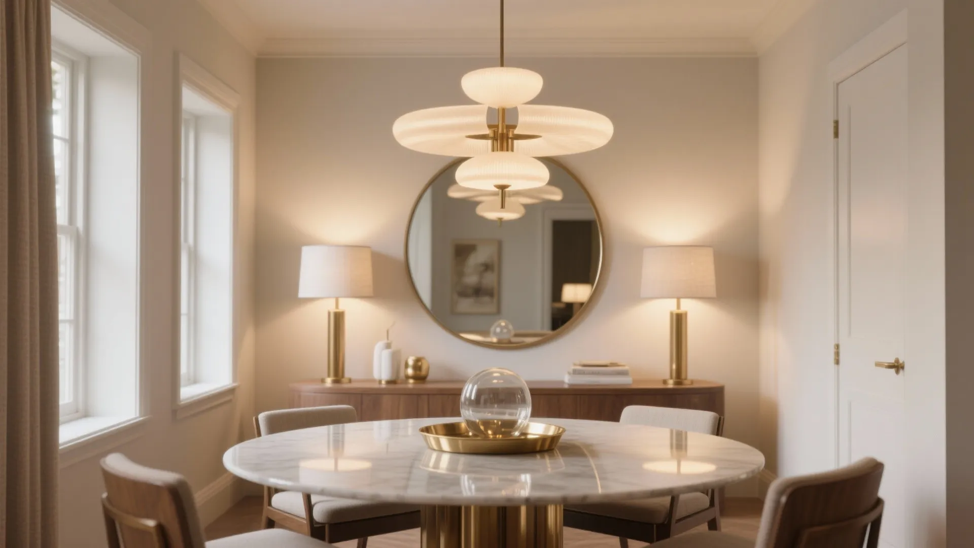 Mirrors, metallics, and wall washing to open up small rooms