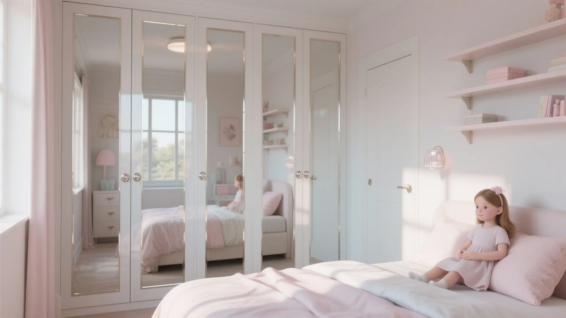 Mirrored Wardrobe Doors and Light-Reflective Accents