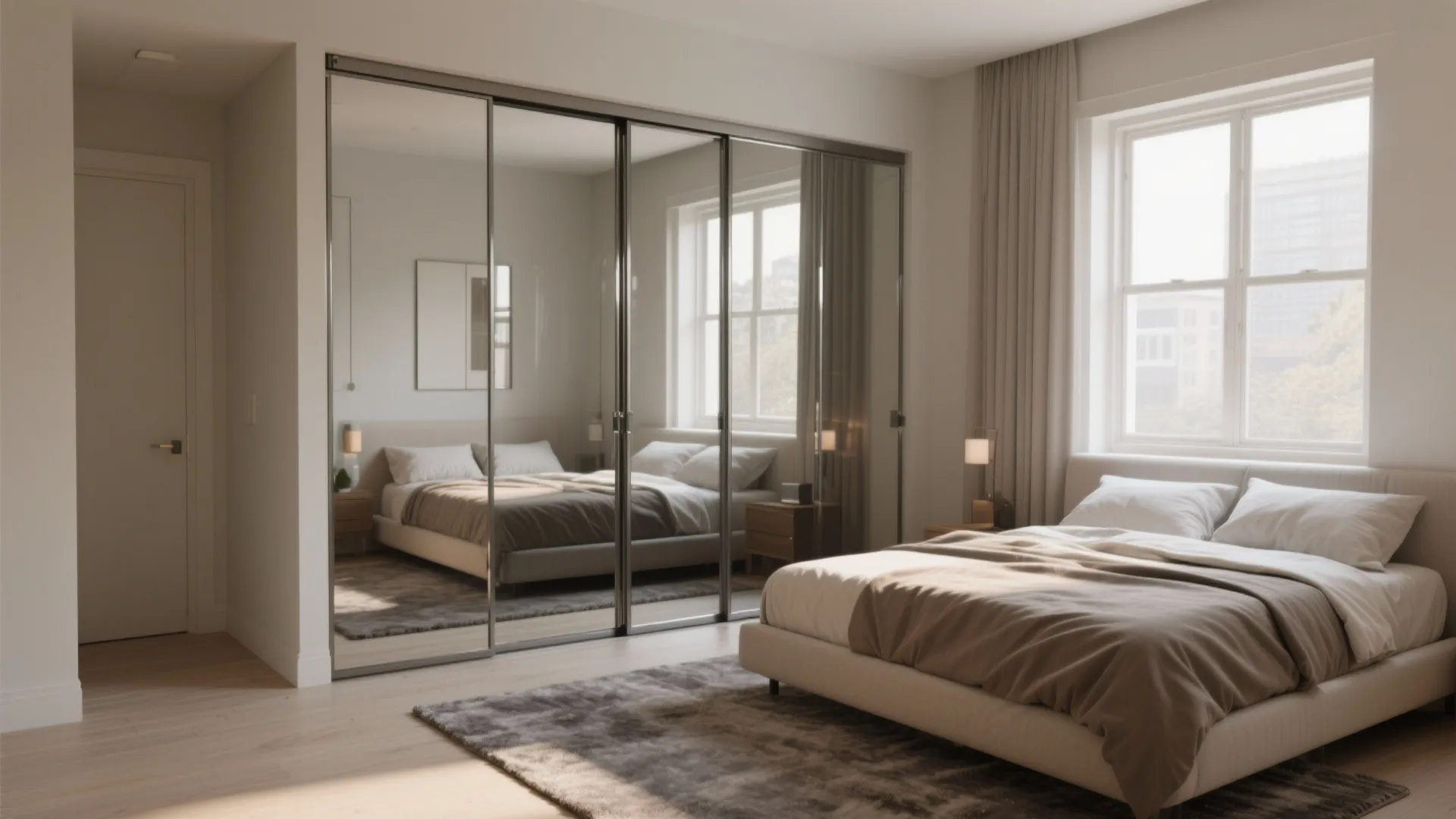 Sliding wardrobes with mirrored doors