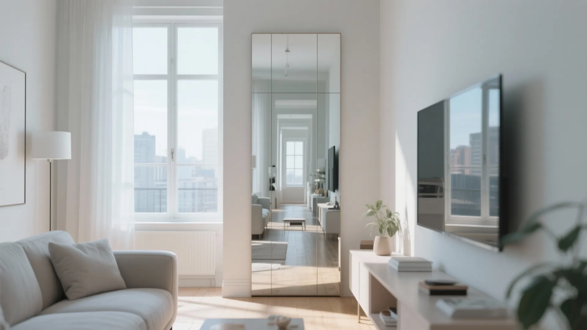 9. Mirrors to double the perceived width