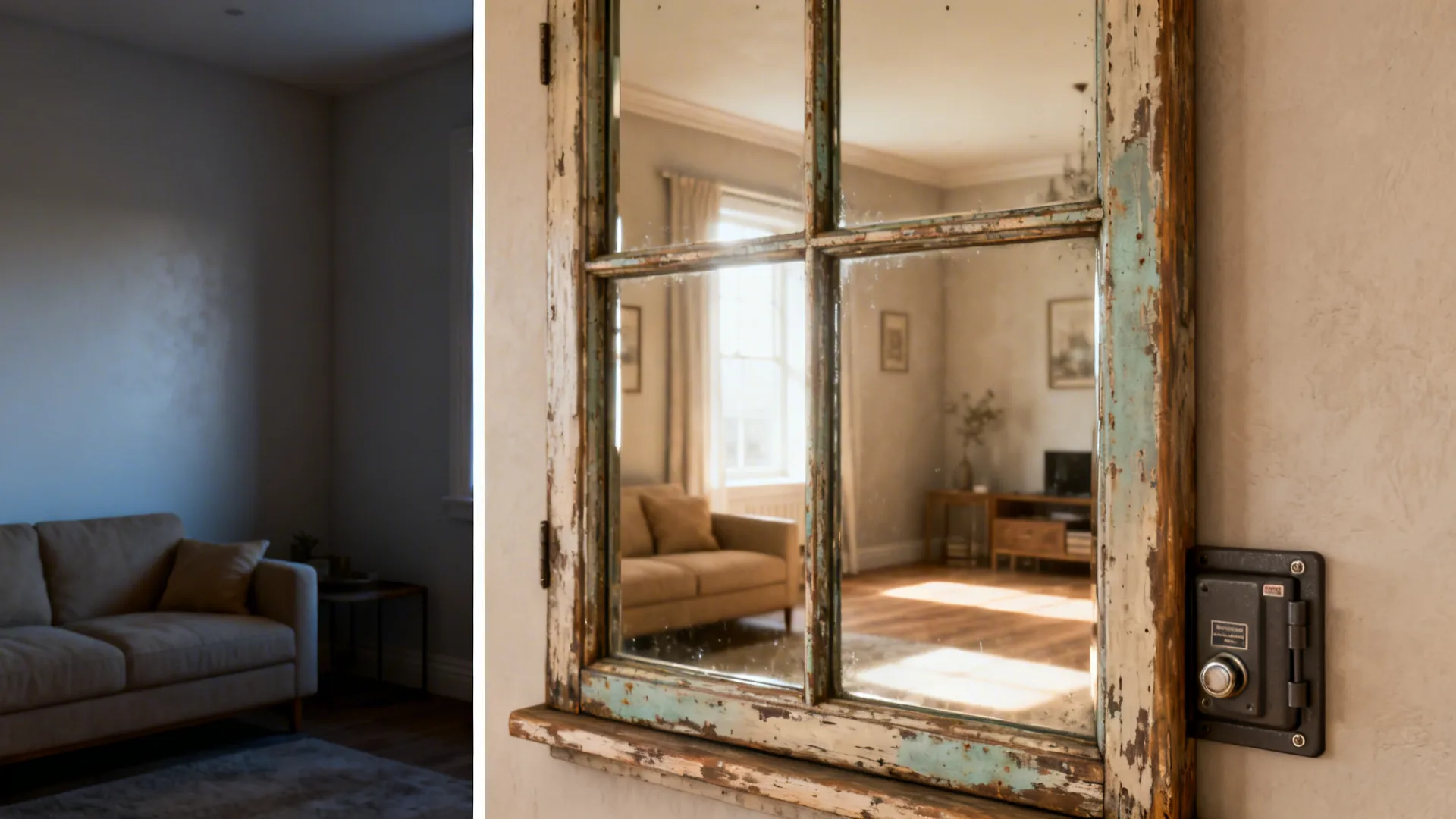 5. Rustic Mirrors and Salvaged Windows