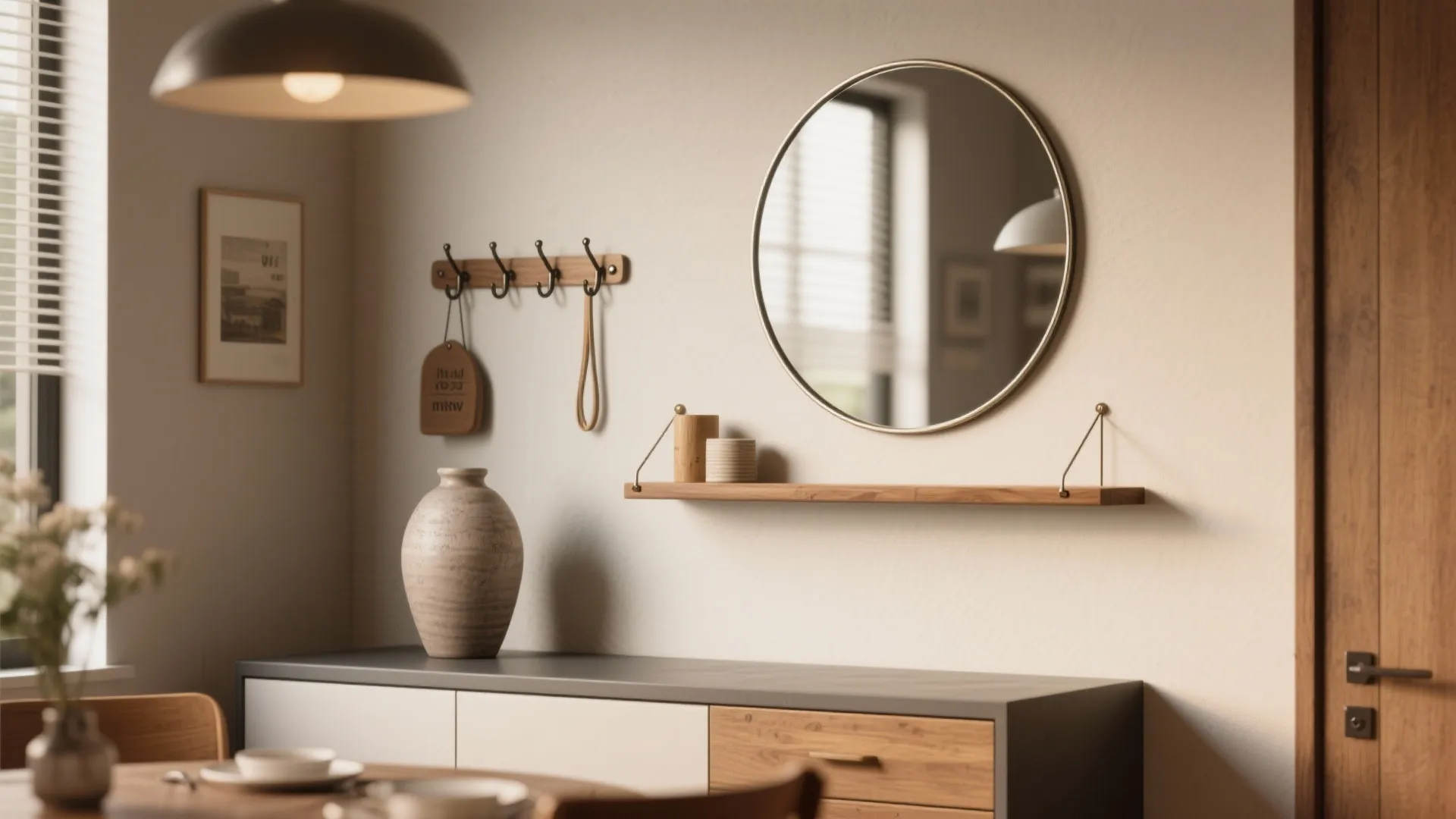 4. Decorative mirror with integrated shelving