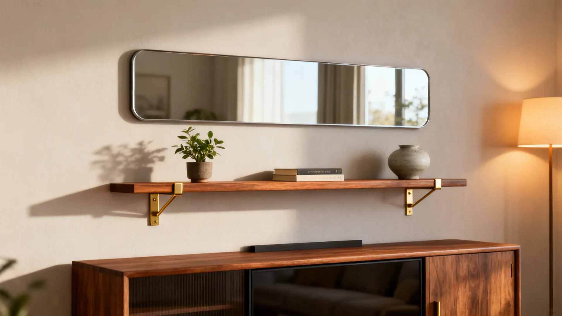 4. Functional mirror with built-in shelving