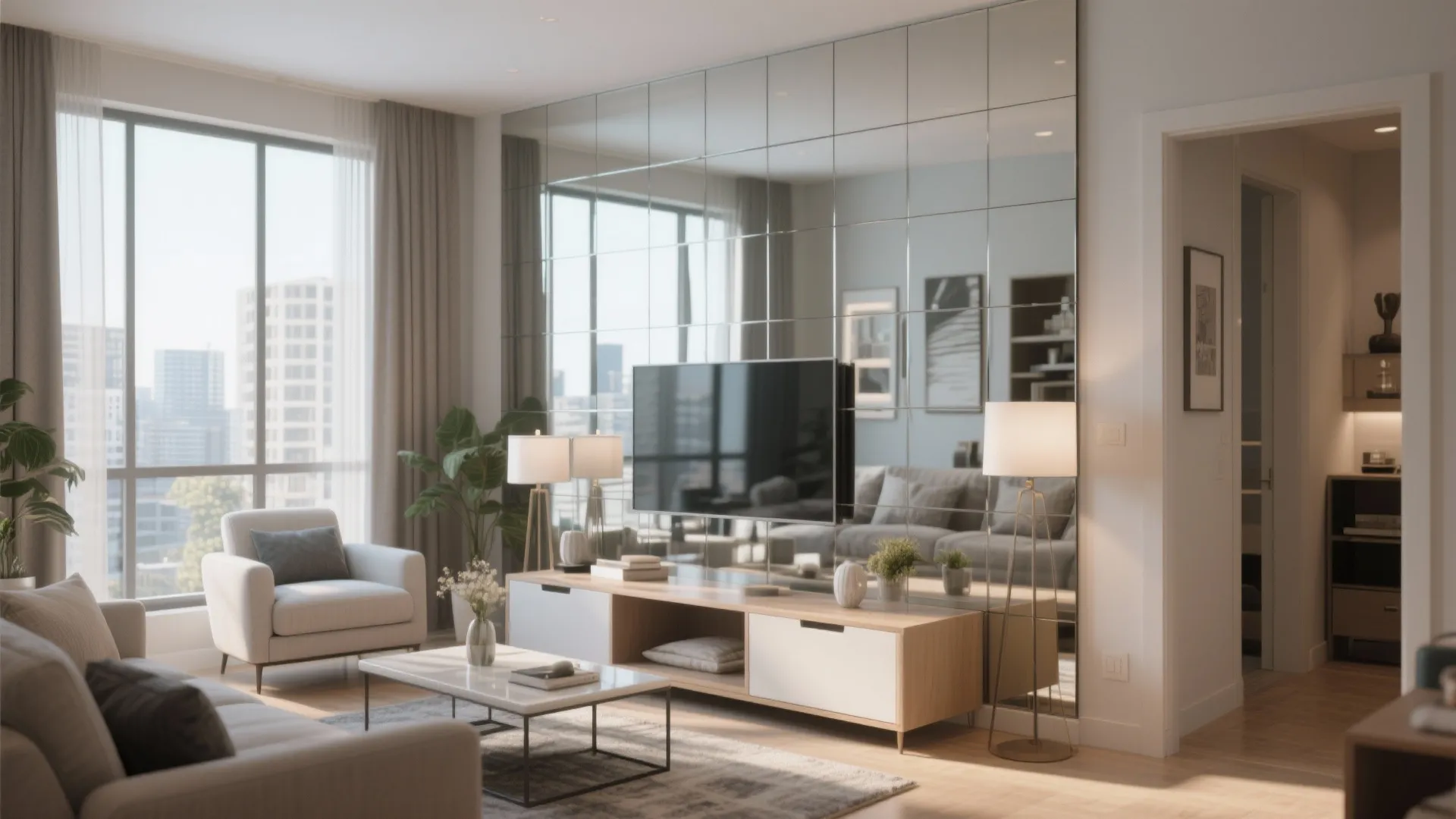 8. Mirrored Accent Wall