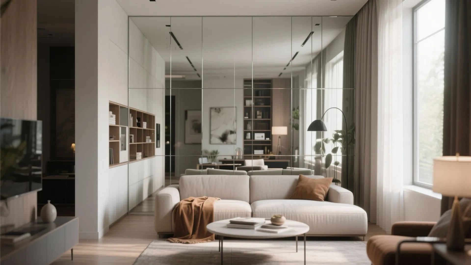 4. Mirrored Tempered Glass Accent Wall