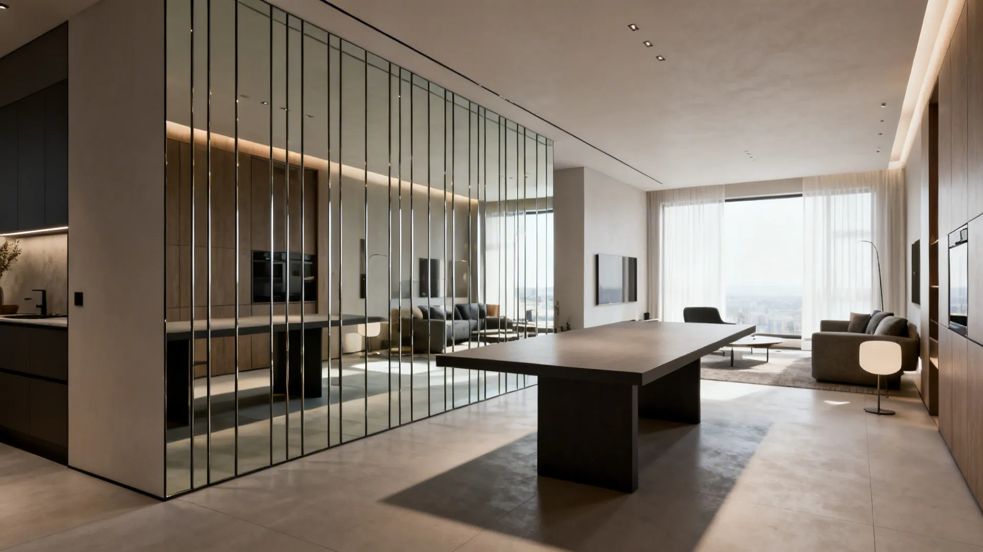 3. Mirrored Accent Wall for Depth