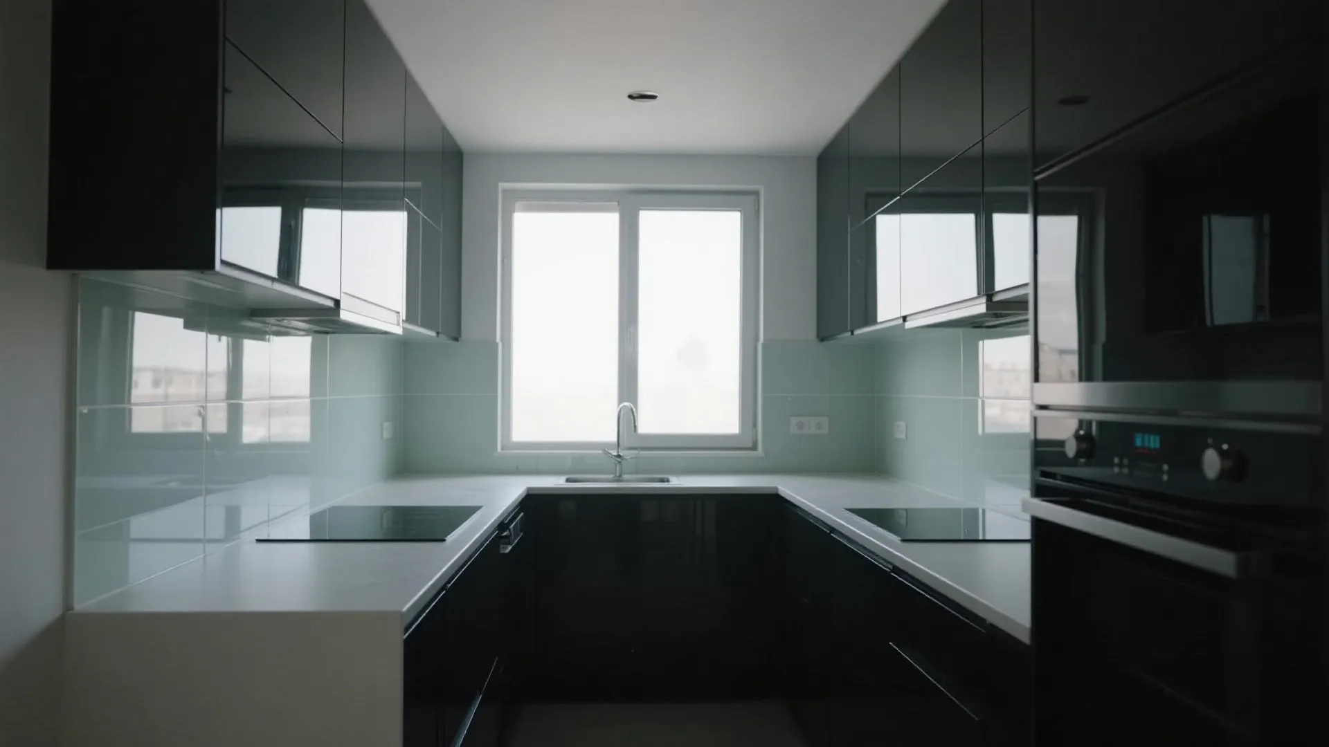 4. Mirrored or Glass Backsplash to Add Depth