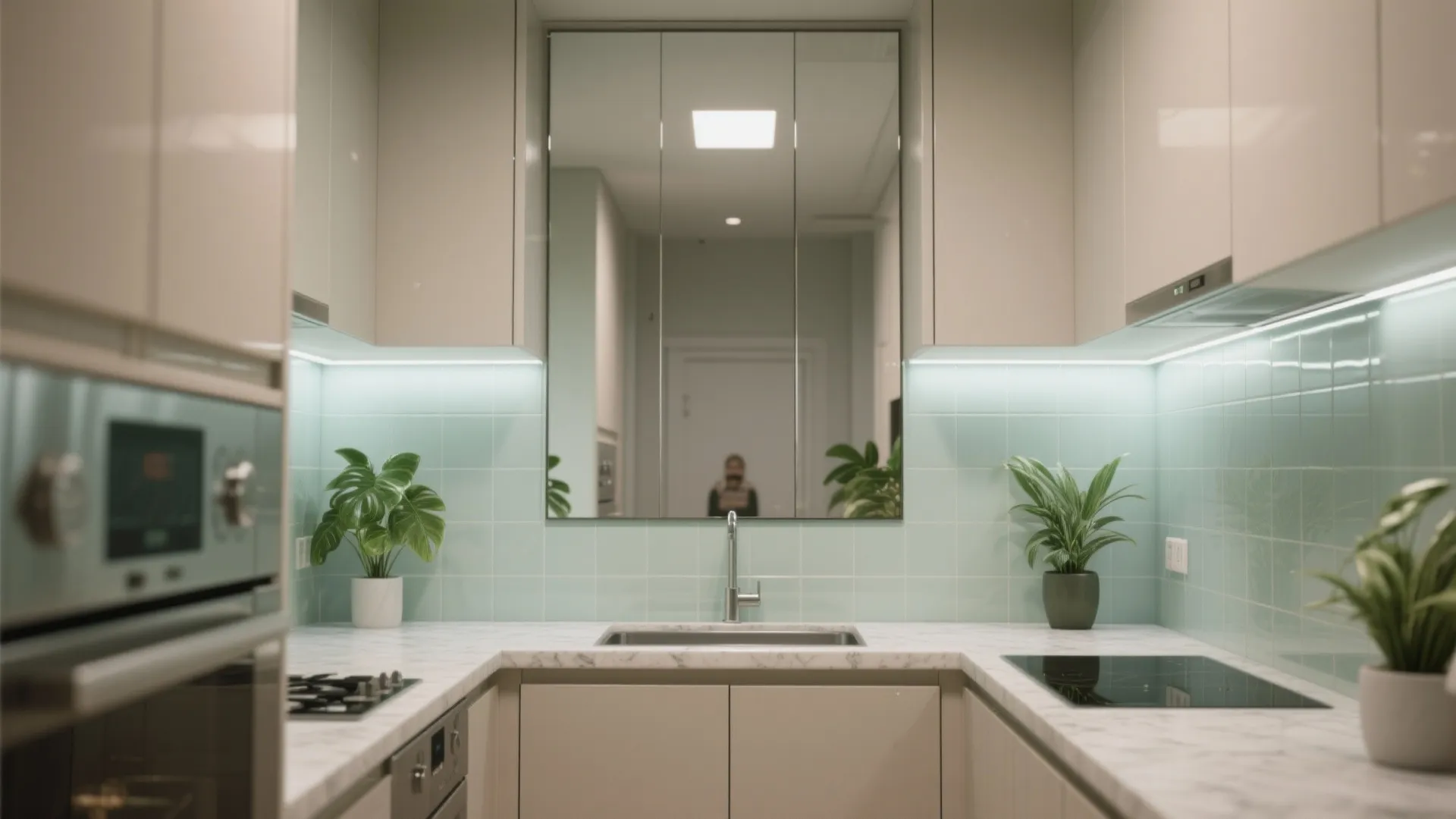 5. Visual tricks: color, lighting, and mirrored backsplashes