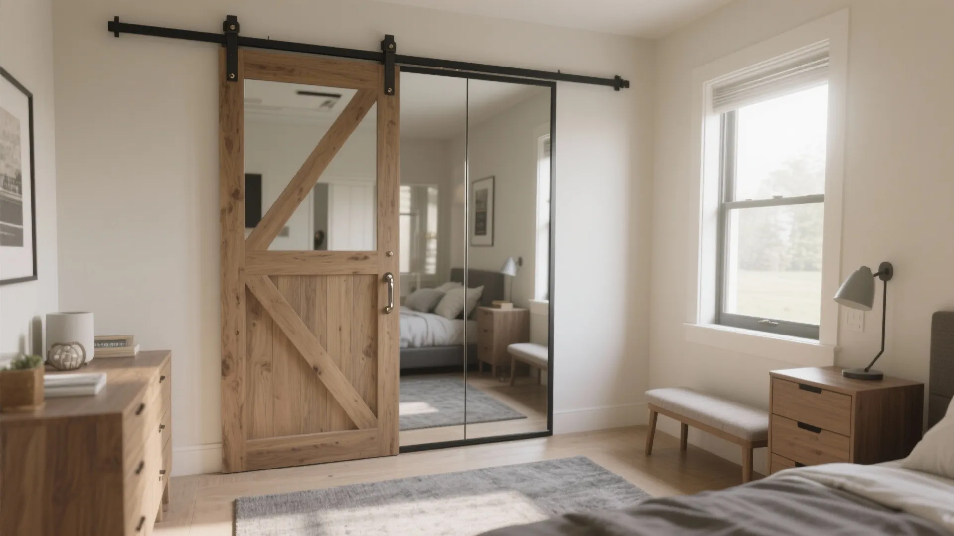 Mirror Barn Door DIY: Transform Your Space: 1 Minute to a Chic, Space-Saving Barn Door Makeover