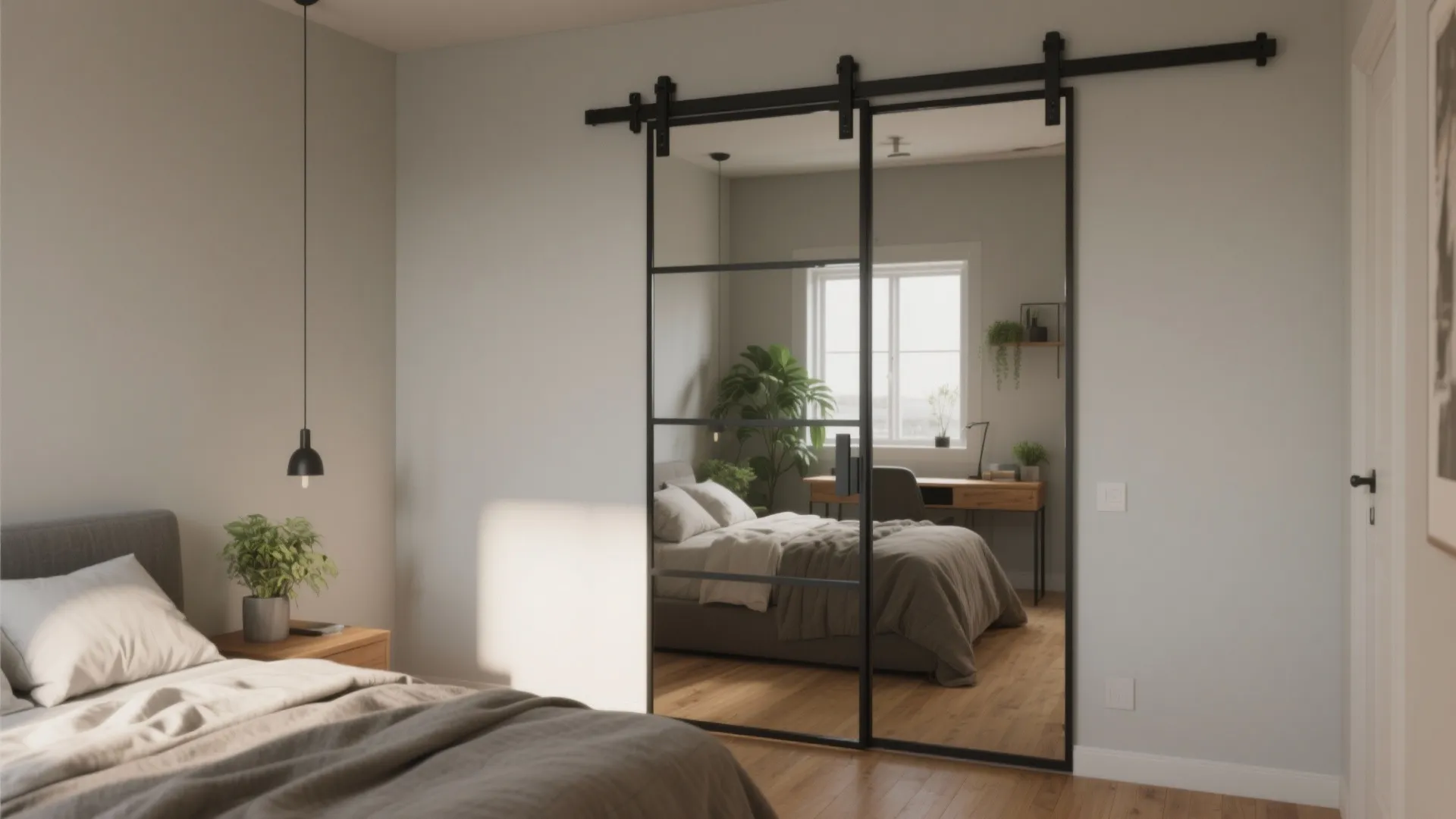 DIY Mirrored Barn Door: Stylish Space-Saving Upgrade: 1 Minute to Transform Any Room with a DIY Mirrored Barn Door