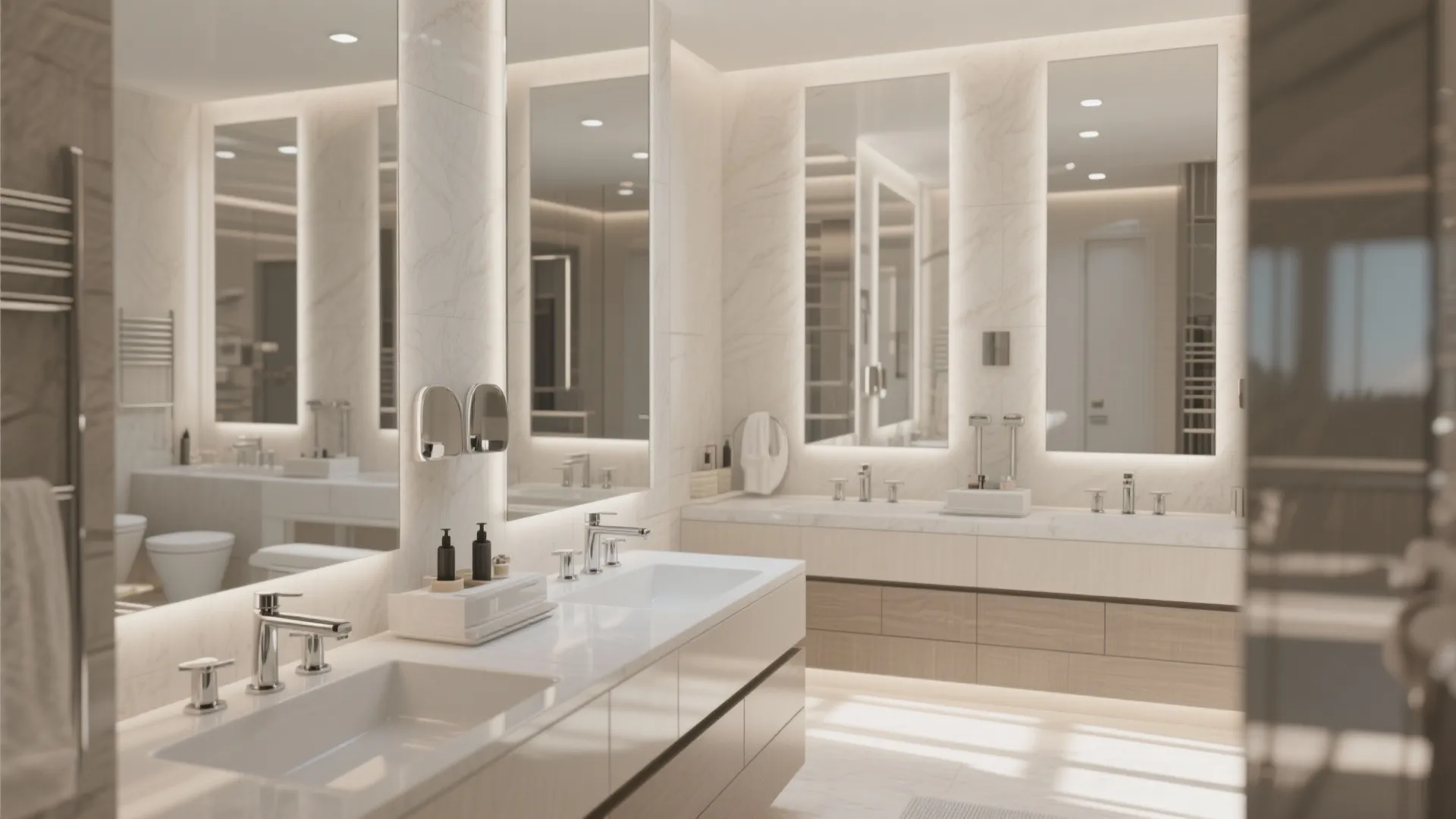 2. Mirrored Walls for Depth