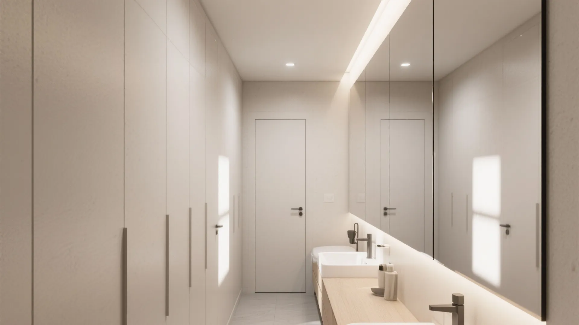 Minimalist mirrored wardrobe