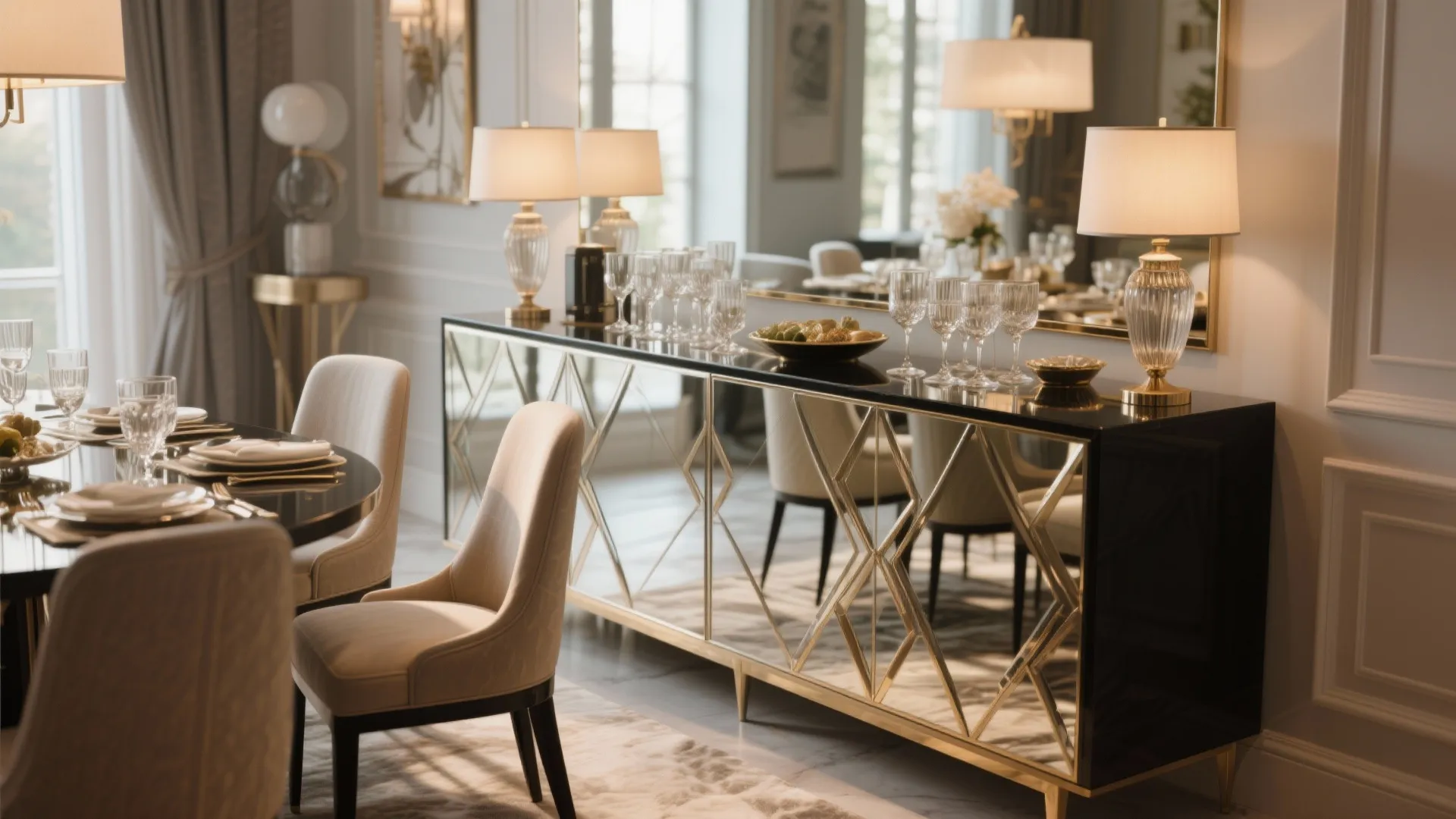 Tip 3: Mirrored Buffet or Sideboard