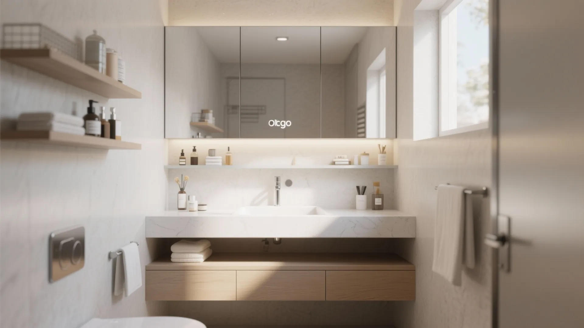 Mirrored Cabinets for Double Duty