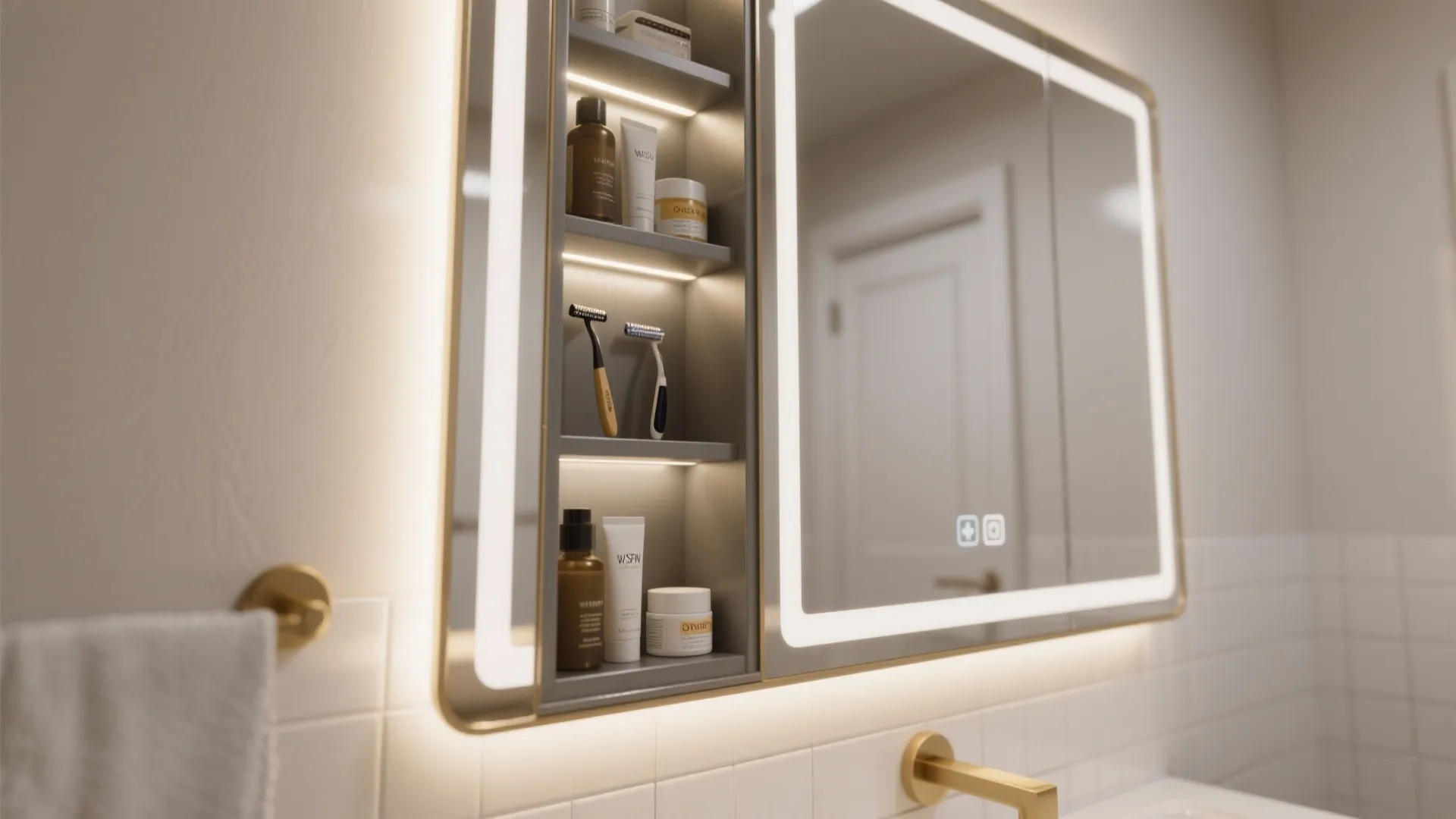 Mirrored Medicine Cabinet with Integrated Lighting