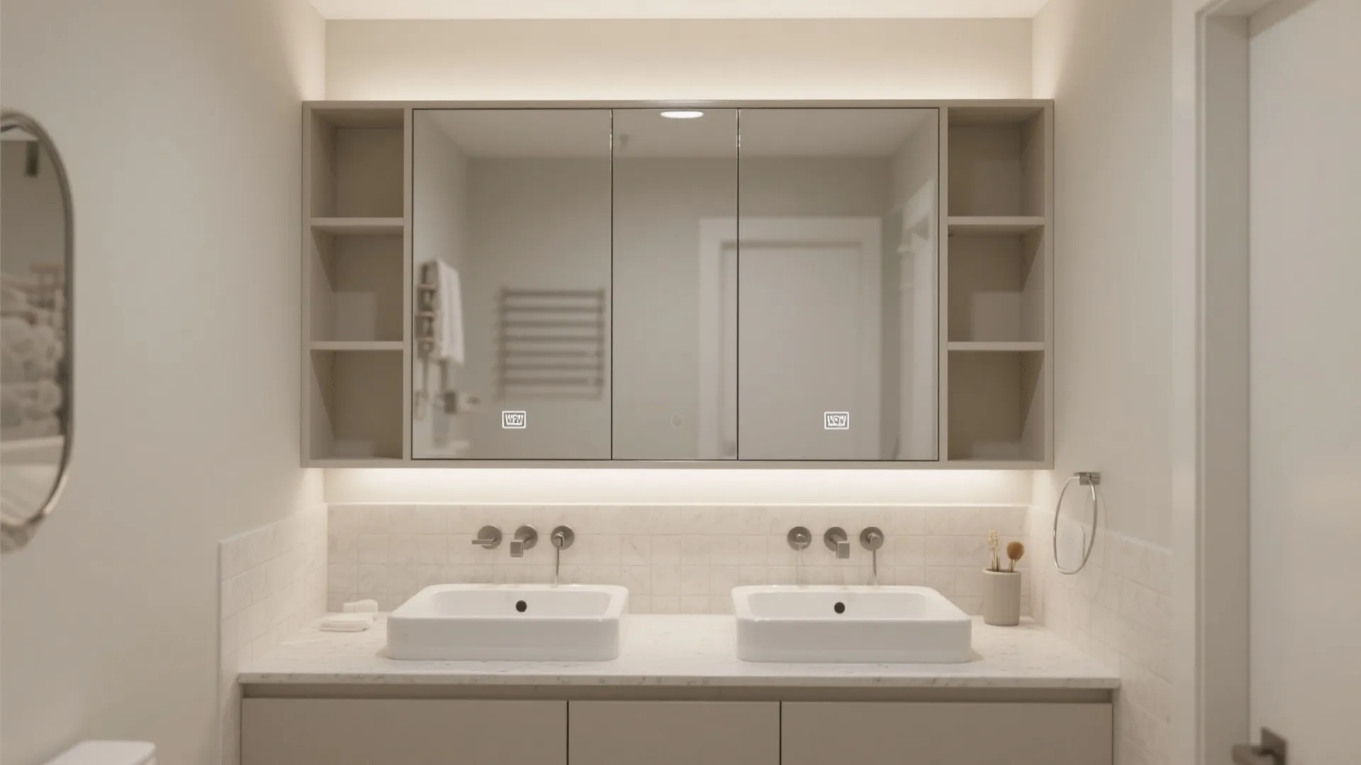 4) Mirrored Cabinets: Storage without Bulk