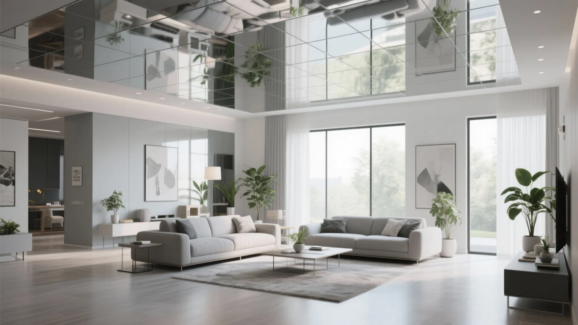 8. Mirrored Ceiling Panels