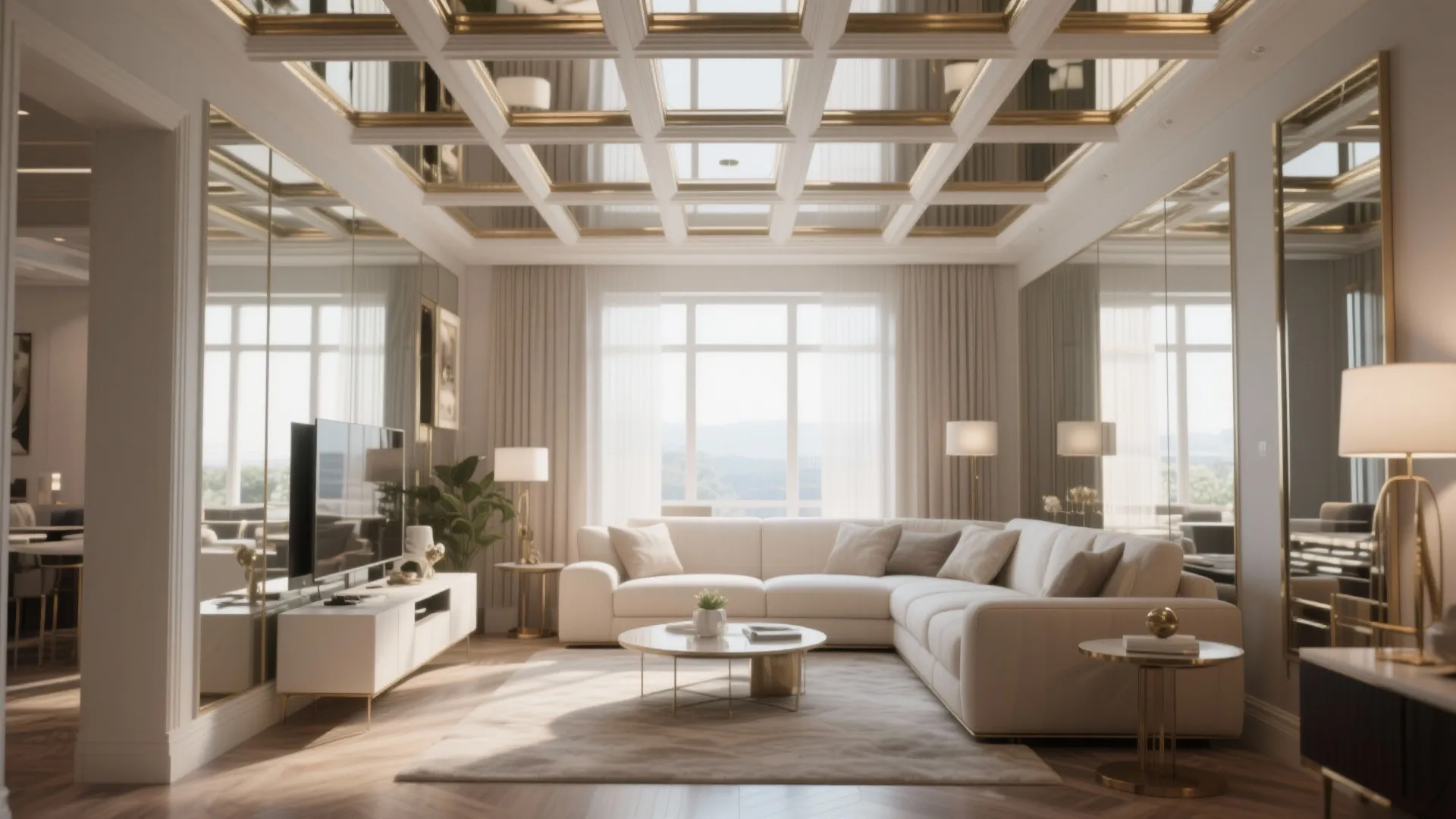 Mirrored Coffered Ceiling