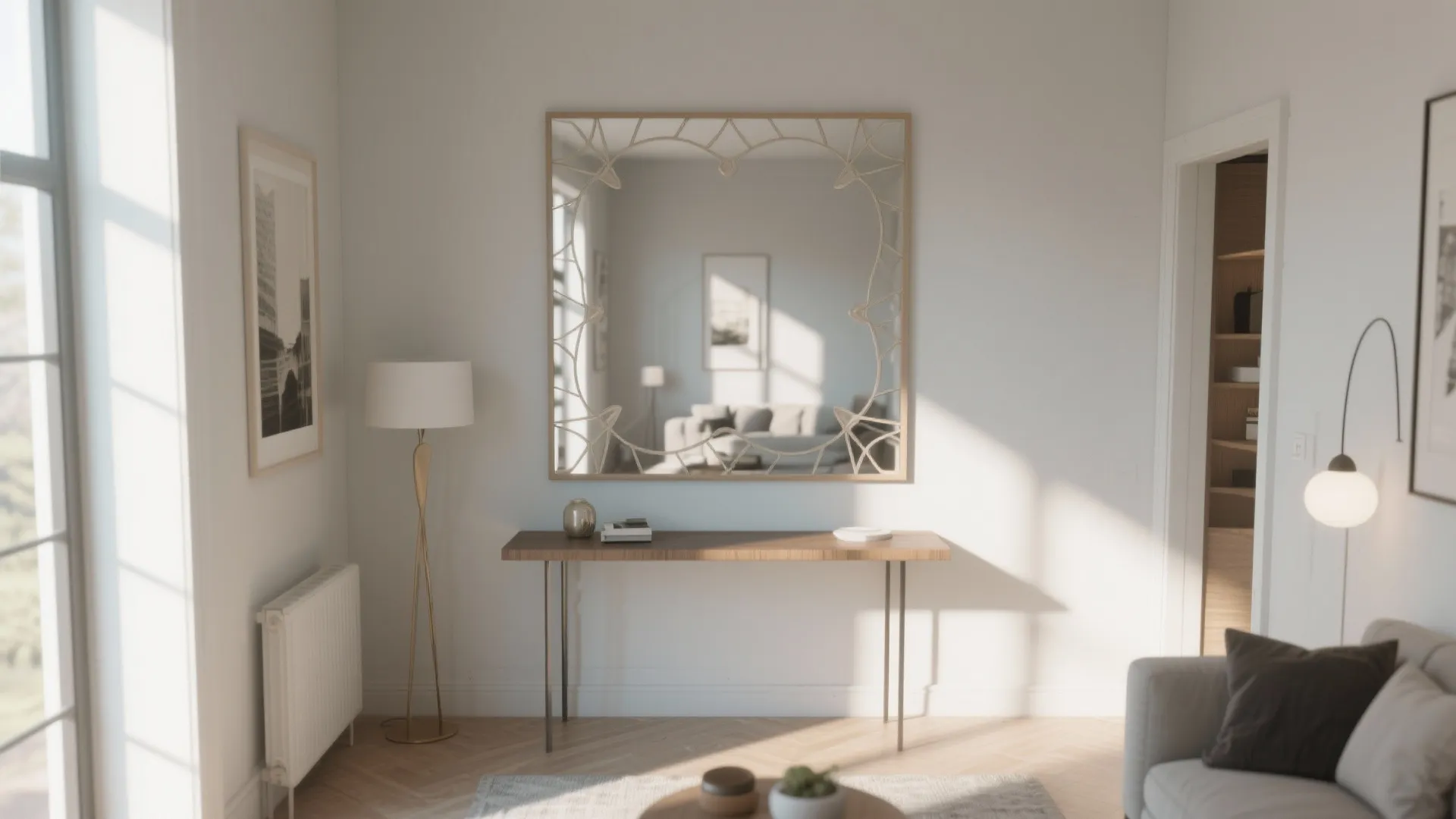 8. Mirrored Backdrop Illusion