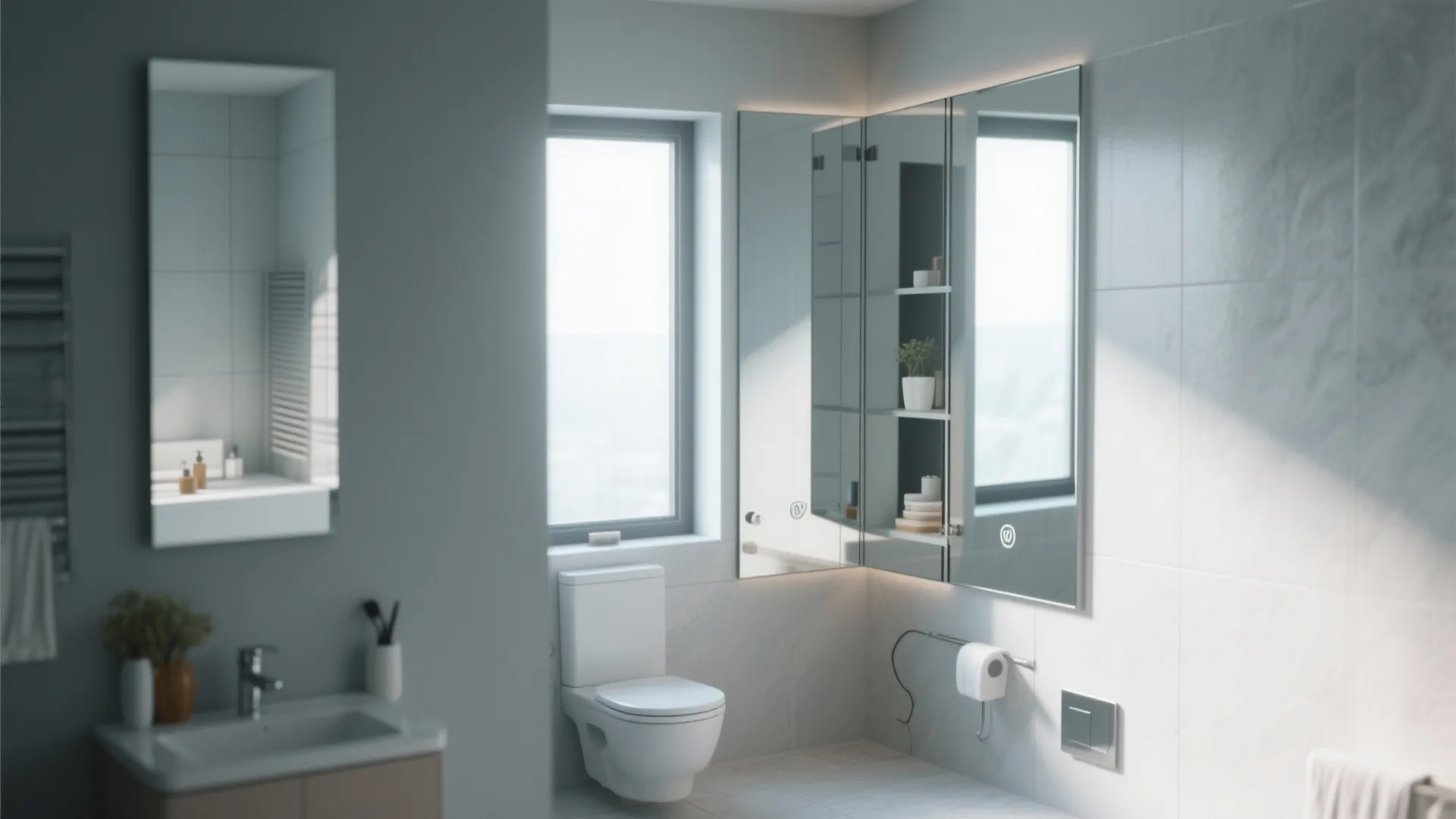 5. Mirrored Corner Cabinets