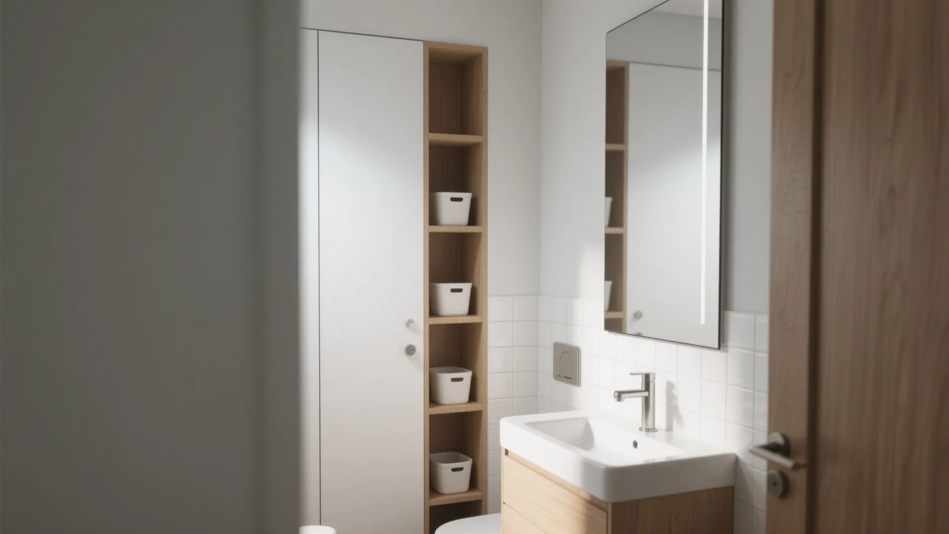 Slim Mirrored Vertical Cupboard