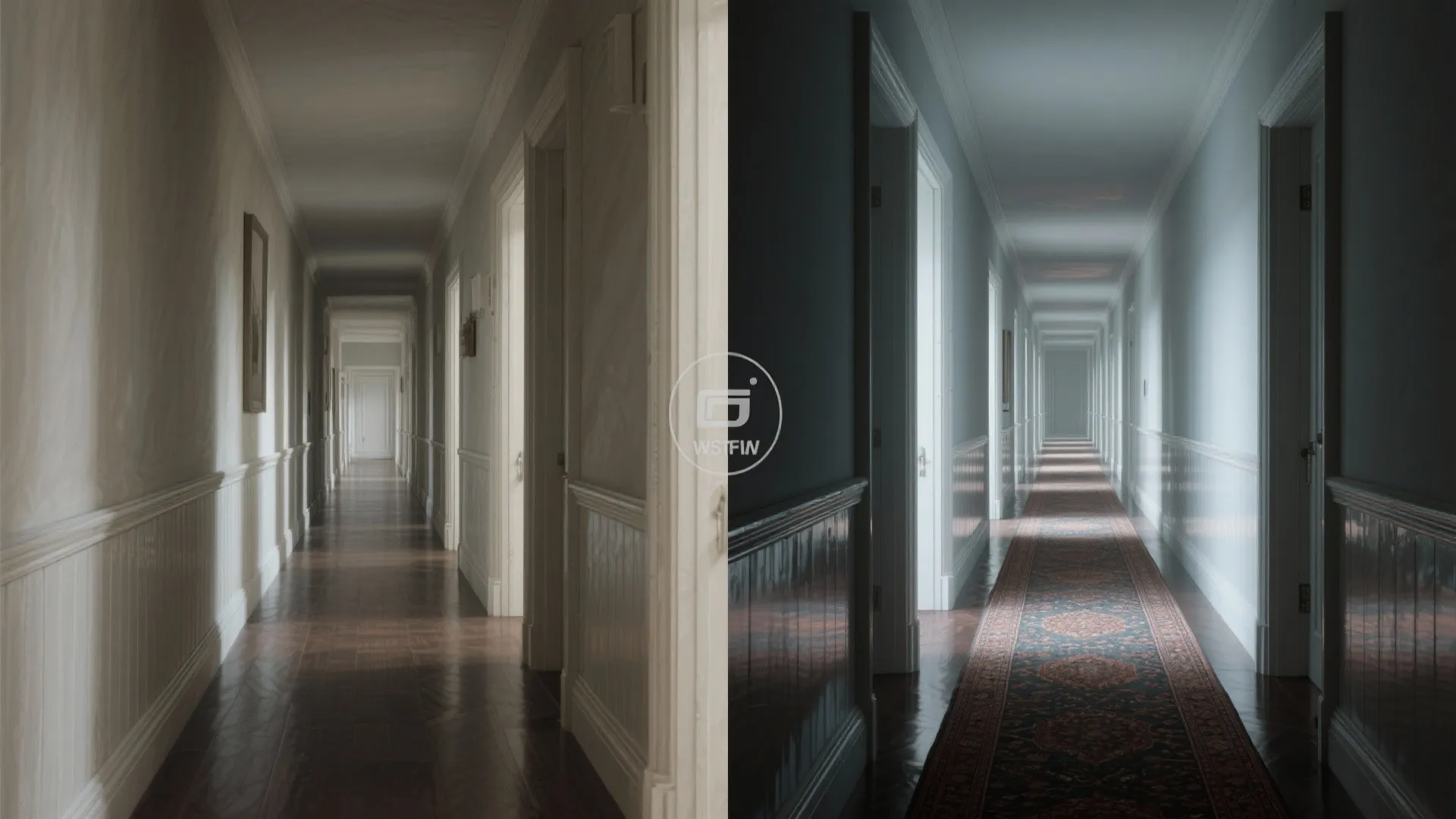 3. Mirrored lower wall (dado) for brightness and durability