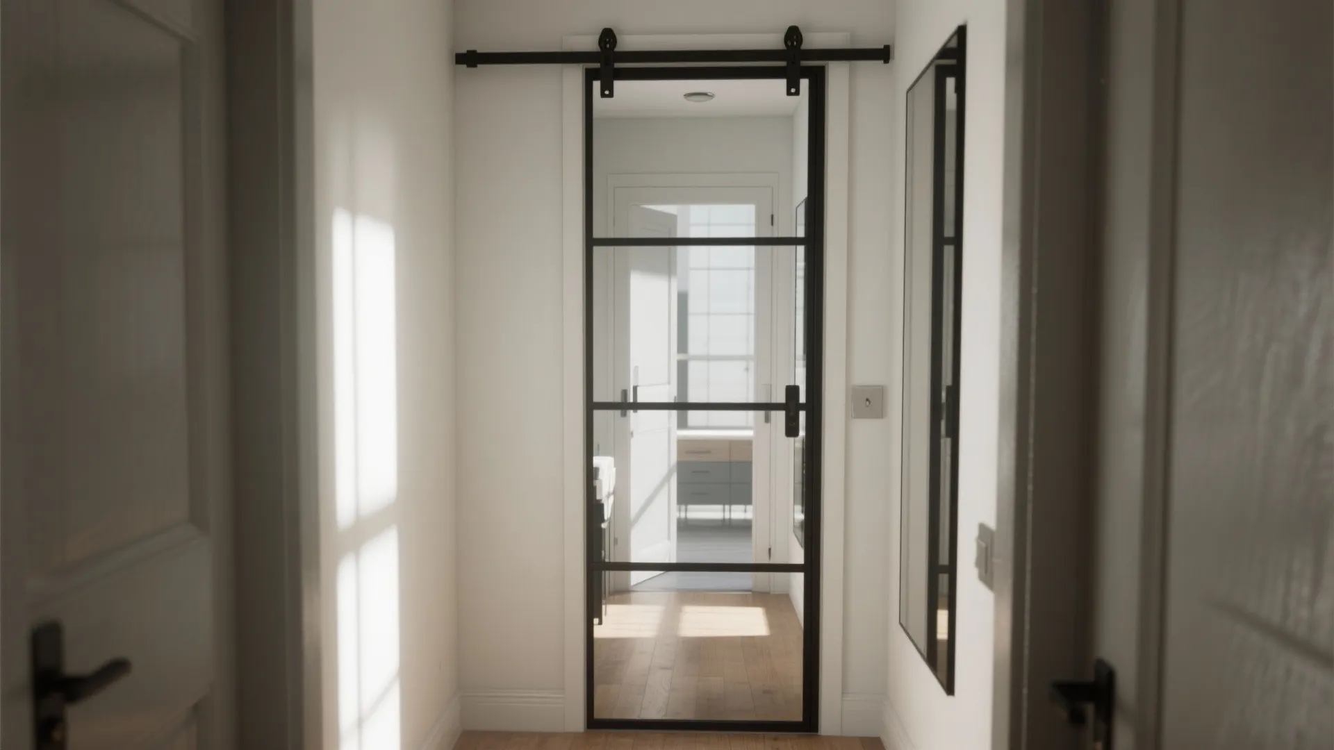 2. Mirrored Barn Door to Expand Light
