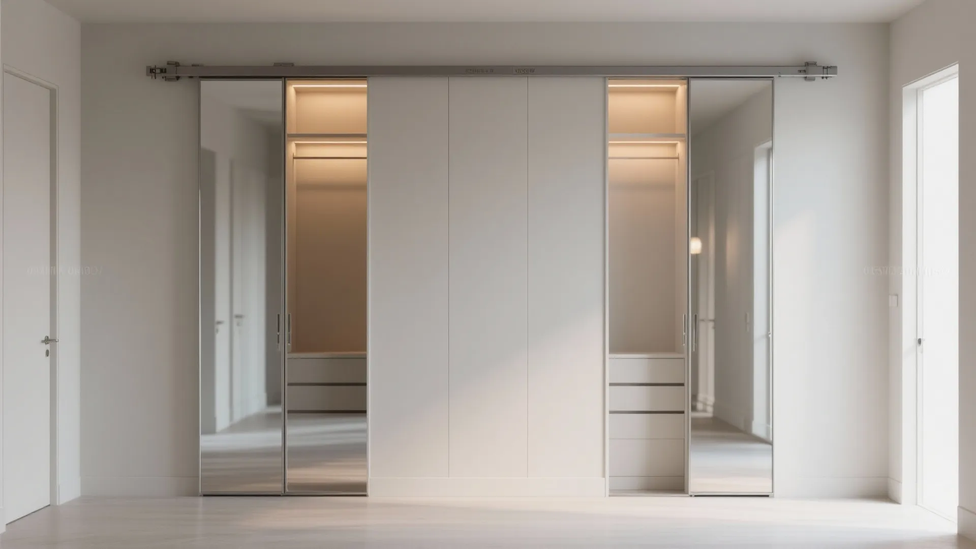 Mirrored Sliding Doors to Brighten the Hall