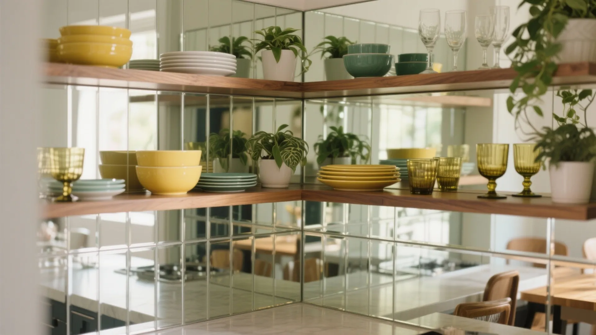 4. Use mirrored or glossy finishes to amplify light and depth