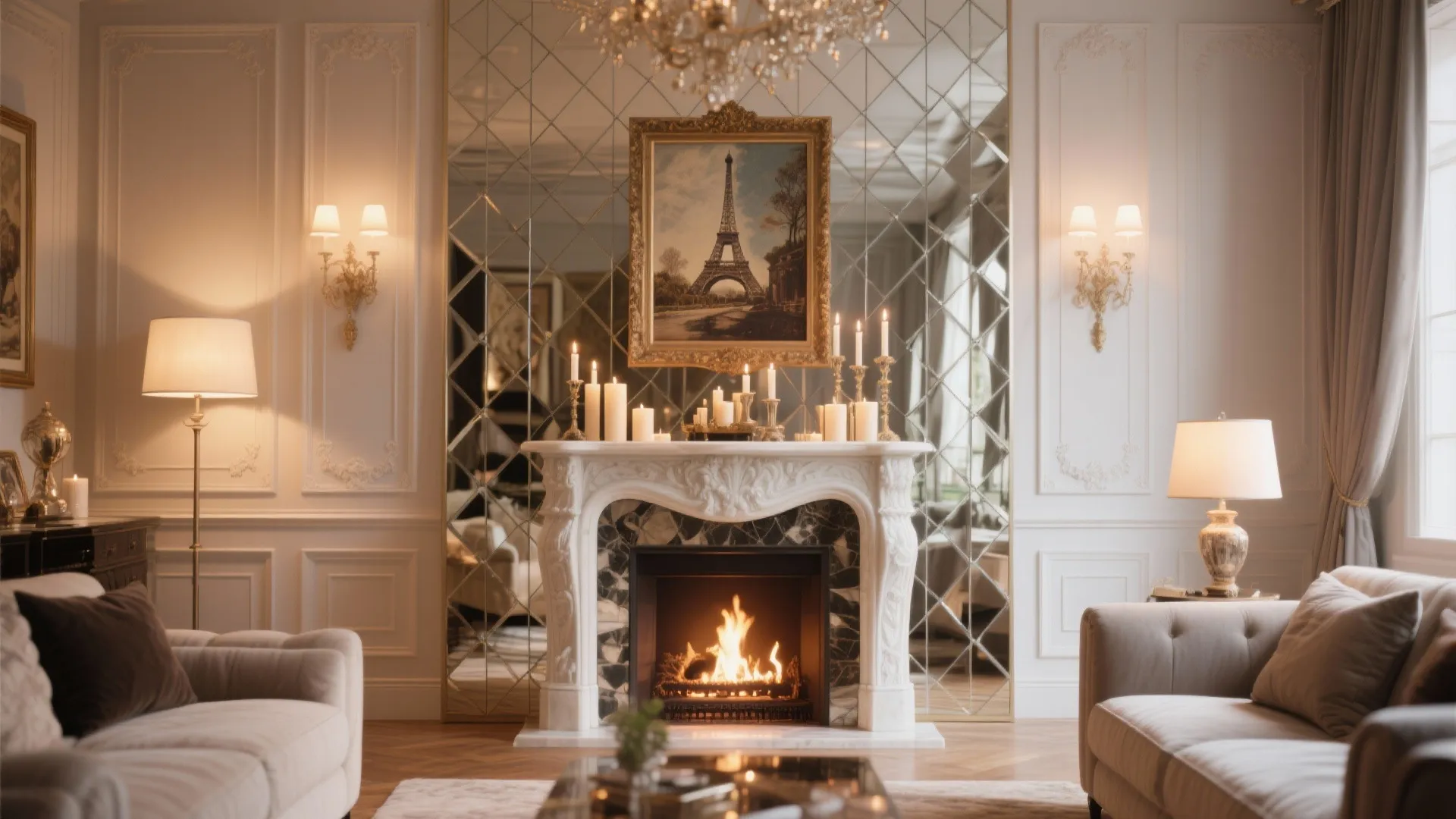 5. Mirrored Fireplace Surround