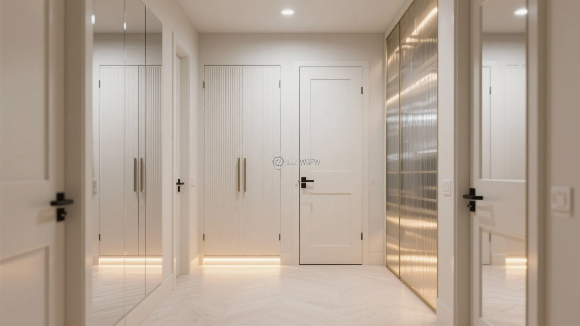Mirrored Doors and Glass Accents for a Brighter Foyer