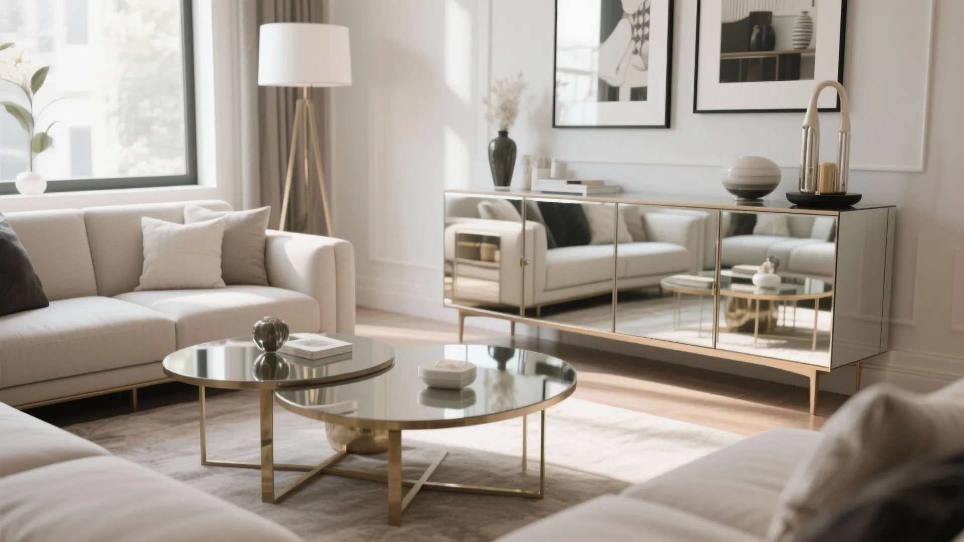 9. Mirrored Furniture Pieces