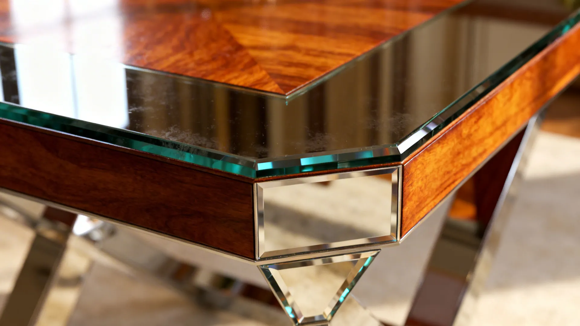 3. Mirrored glass accents for glamour