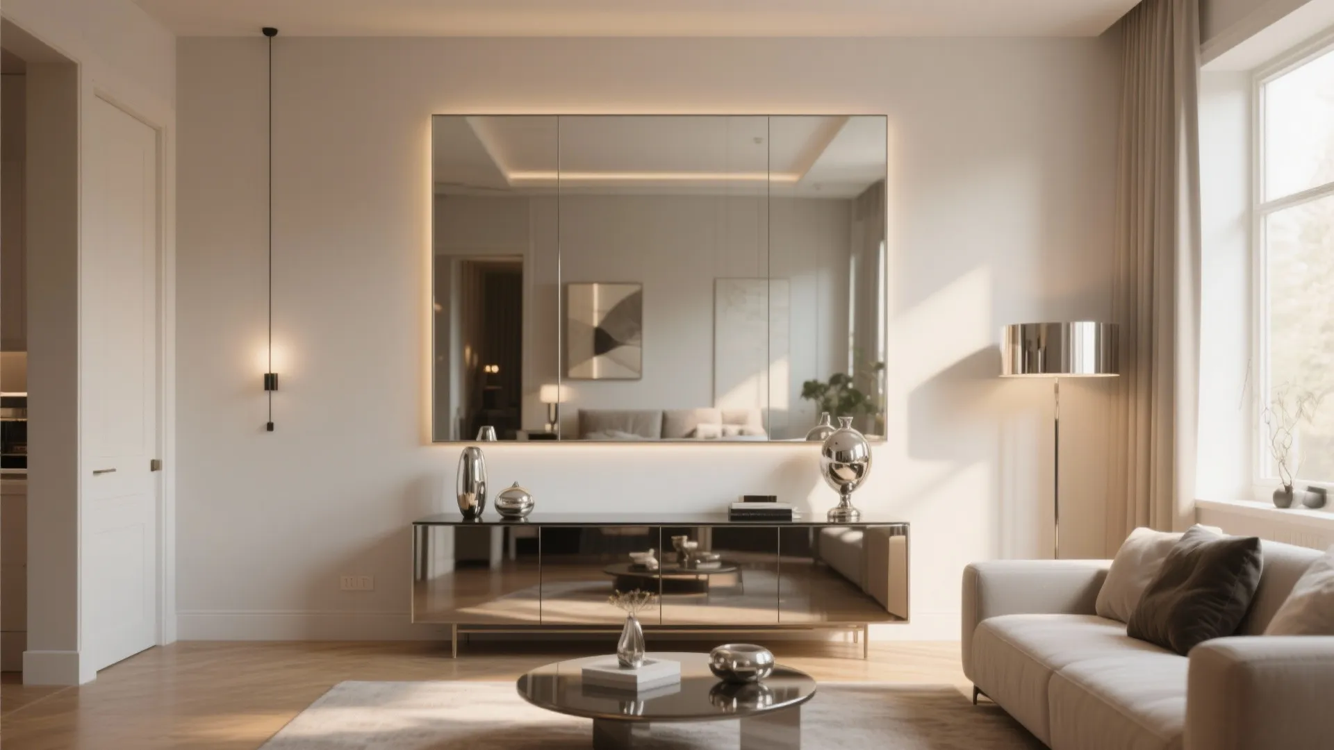 3. Mirrored and Gloss Surfaces to Amplify Light