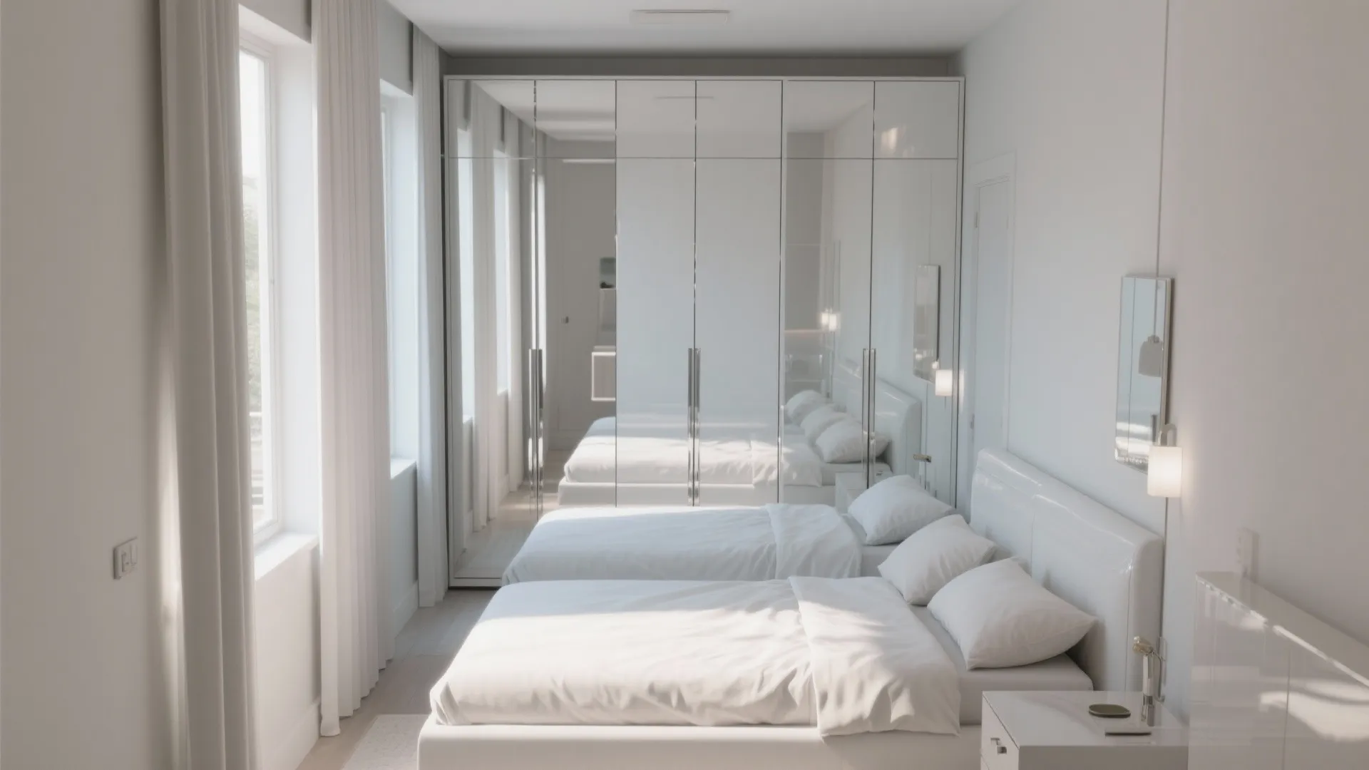 2. Mirrored and Glossy Accents to Double the Light