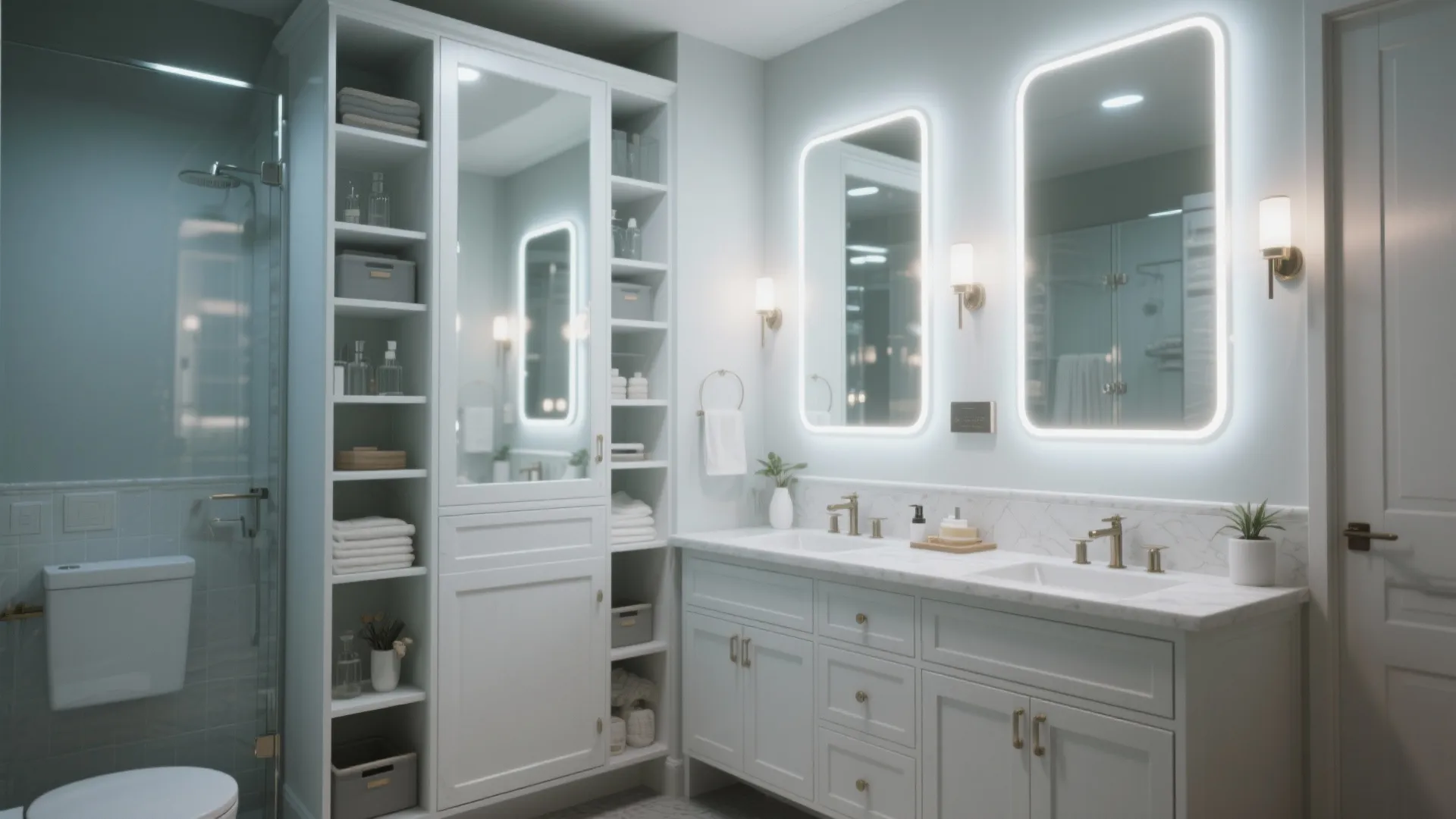 5. Use mirrored cabinets and smart lighting