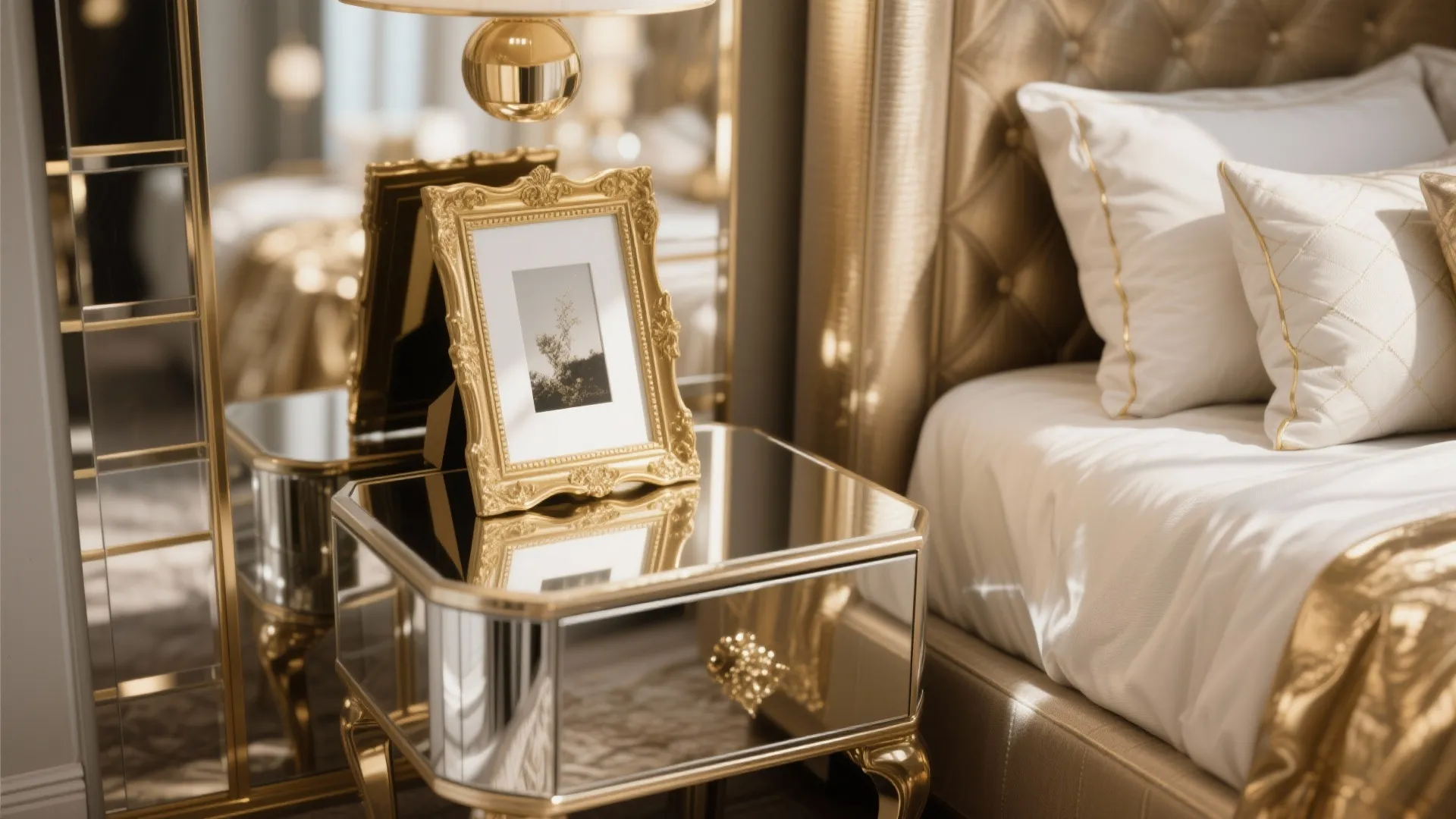 3. Mirrored & Metallic Accents