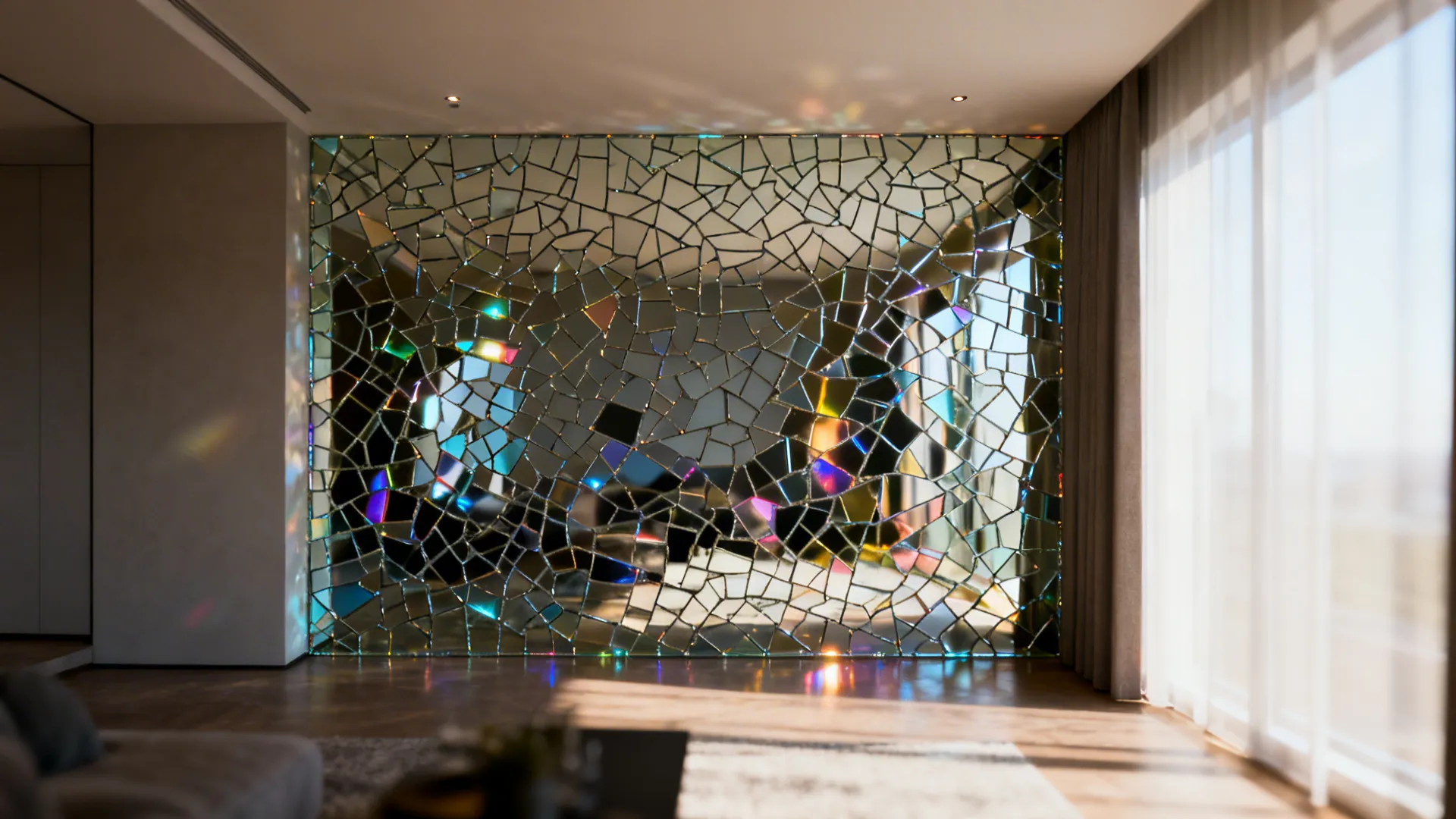 2. Mirrored glass mosaics to expand light
