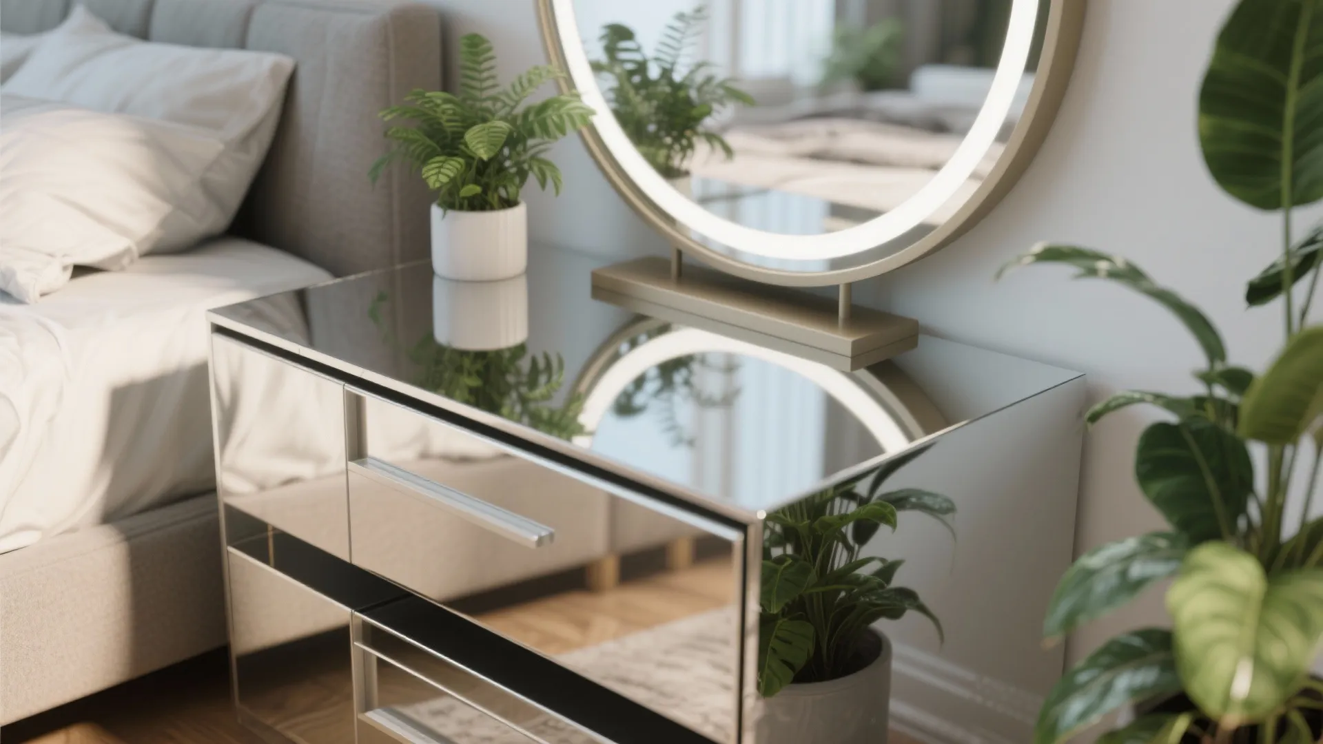 Idea 5: Mirrored Furniture Pieces
