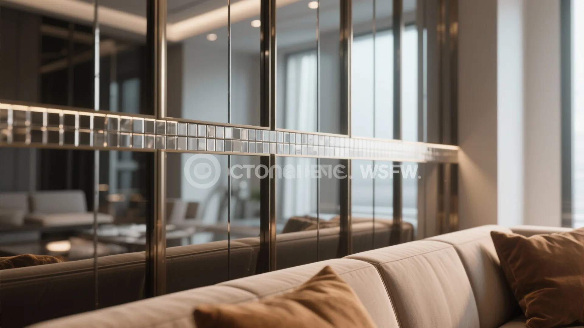 4. Mirrored Panels or Metallic Mosaic Strip