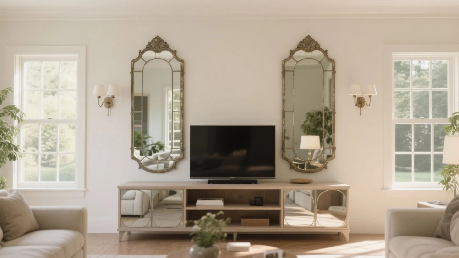 Mirrored Art and Glass Panels for Light Bounce