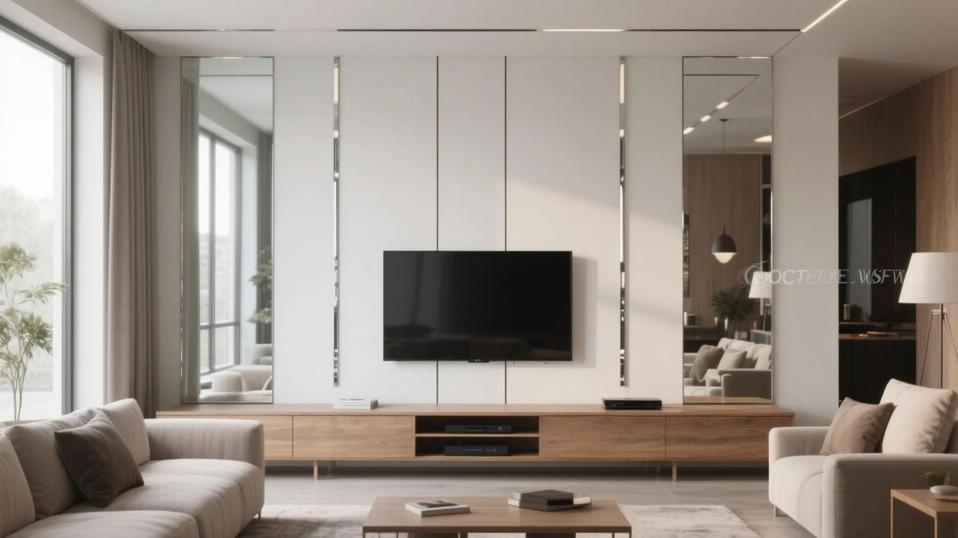 3. Mirrored panels with thin frames