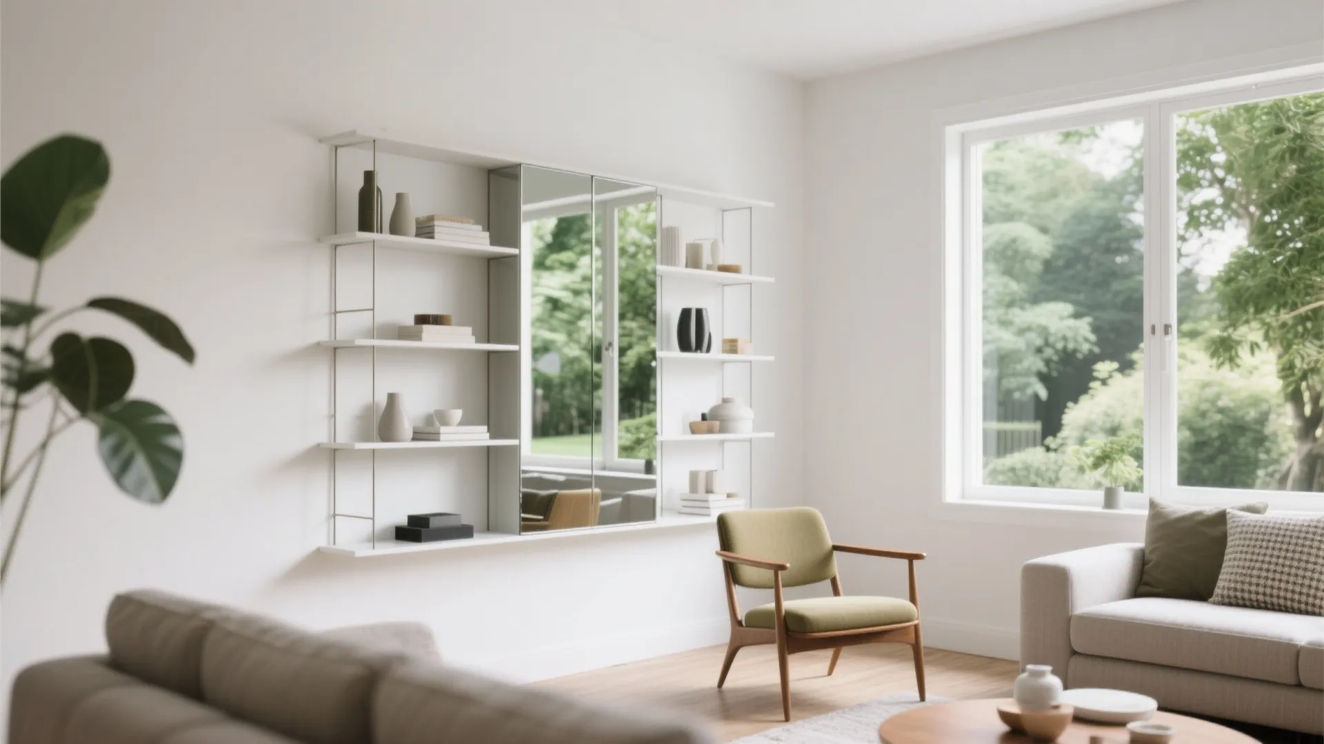 4. Mirrored Shelving Units