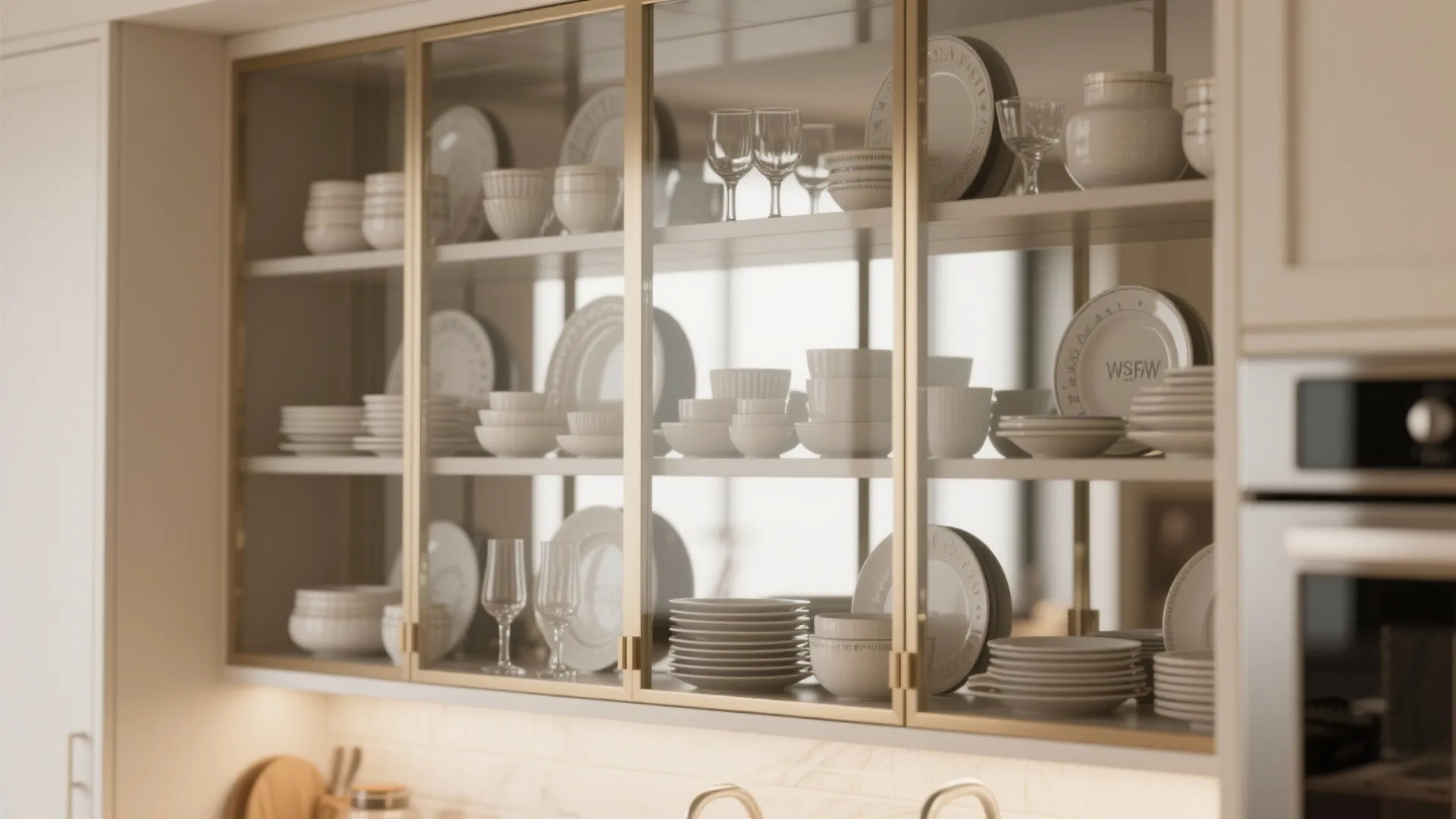 4. Mirrored backs of open shelving or glass-front cabinets