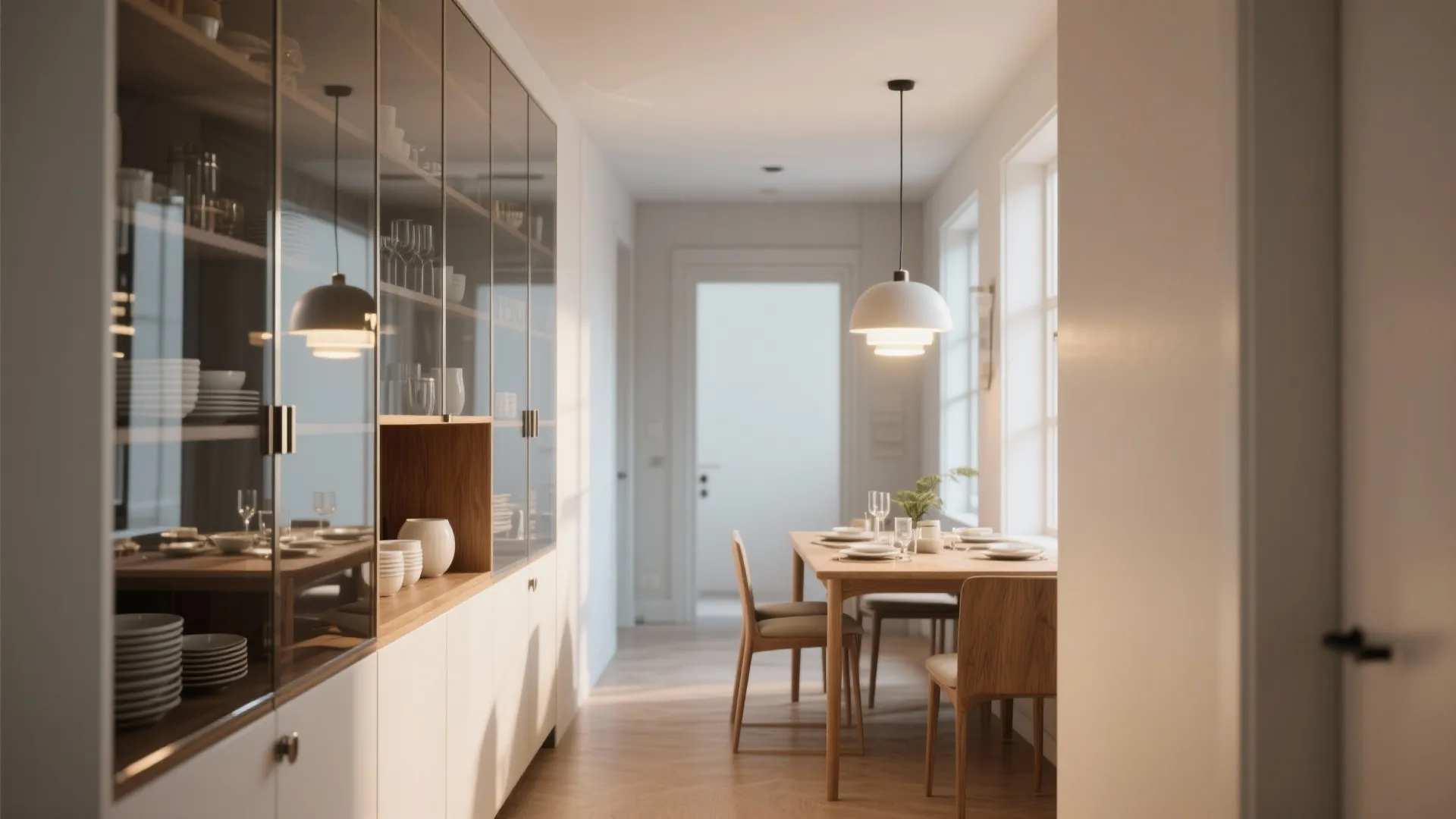 3. Mirrored Sideboard for Dual Functionality