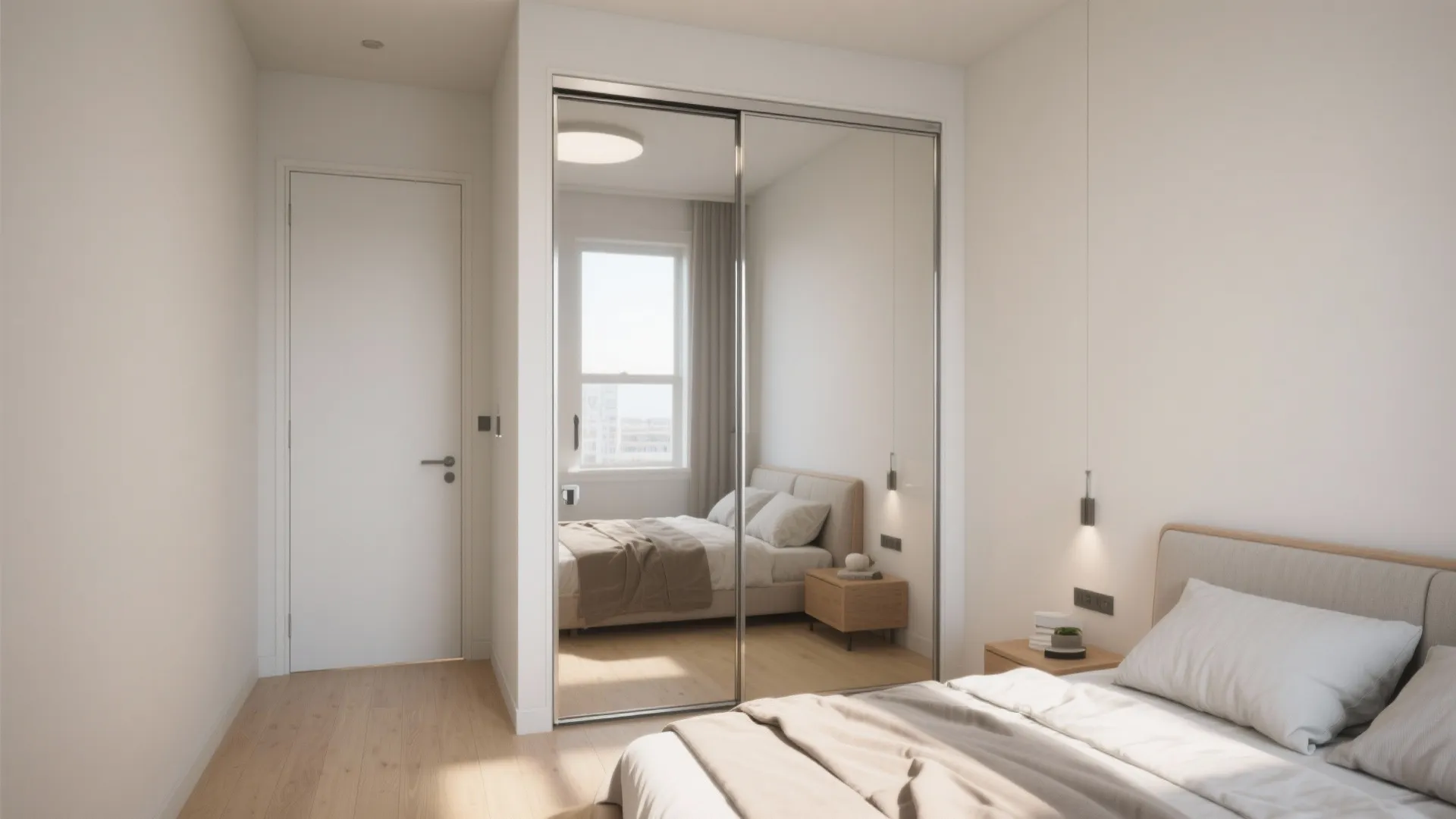 Sliding Doors With Mirrors for Light and Reach